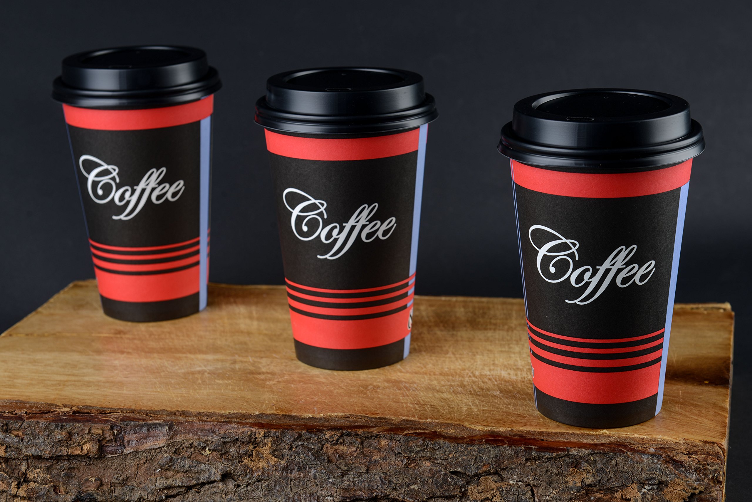 EcoQuality 16 oz Disposable Paper Cups with Black Dome Lids - 300 Count Bulk Pack for Hot & Cold Beverages - Perfect for Coffee, Tea, Cocoa, Travel, Office, Parties & Events - Durable & Eco-Friendly Drinkware