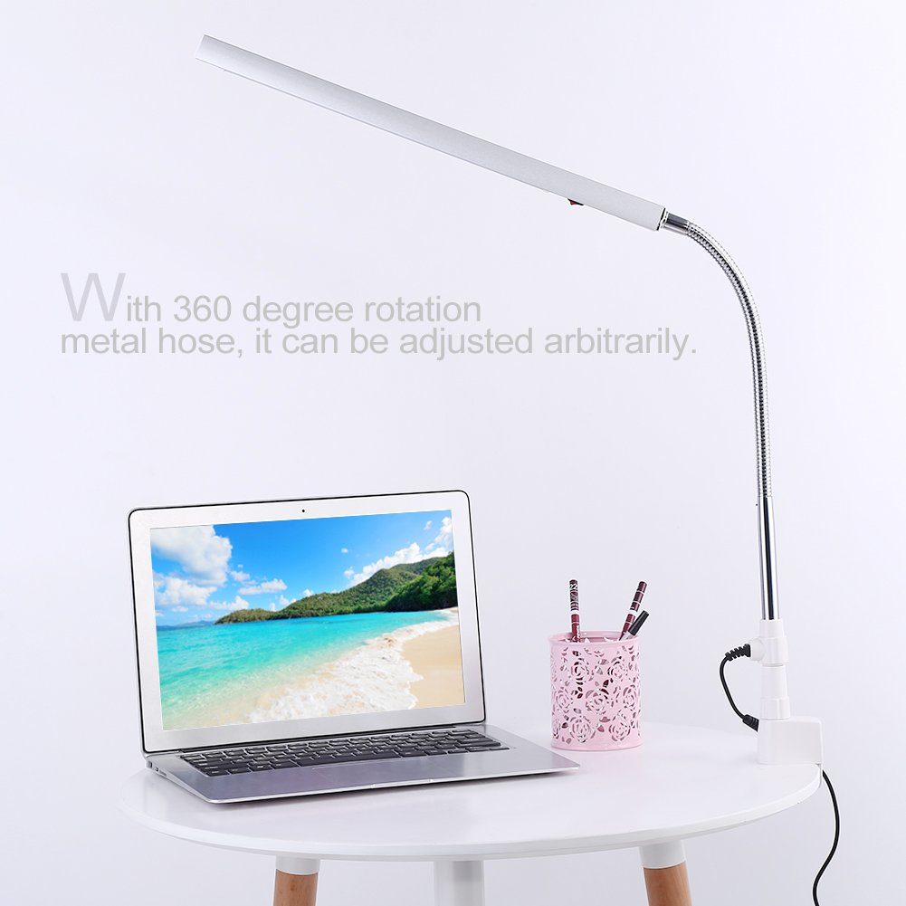 Ultra Slim LED Desk Lamp with 360° Rotation Metal Arm - 3 Lighting Modes, Eye-Protecting Book Light for Salon, Office, Bedroom & Reading (Clamp Design) | Perfect for Studying, Working & Makeup Application