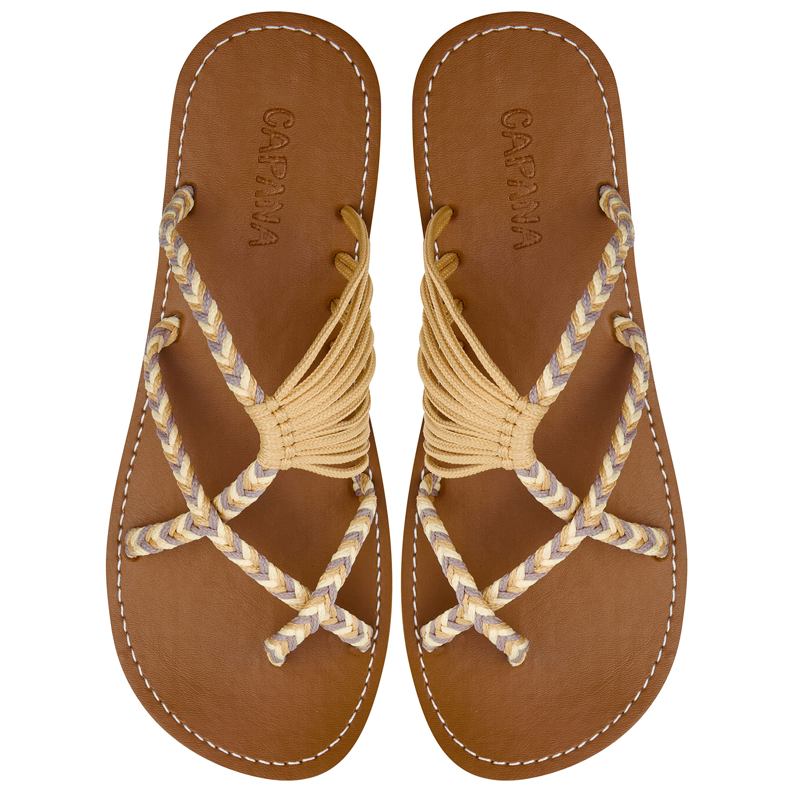 Handwoven Women's Flat Sandals - Boho Strappy Sandals | Comfortable Walking & Beach Sandals | Braided Rope Design | Water-Friendly & Lightweight - Perfect for Summer Vacations, Beach Trips and Casual Outings