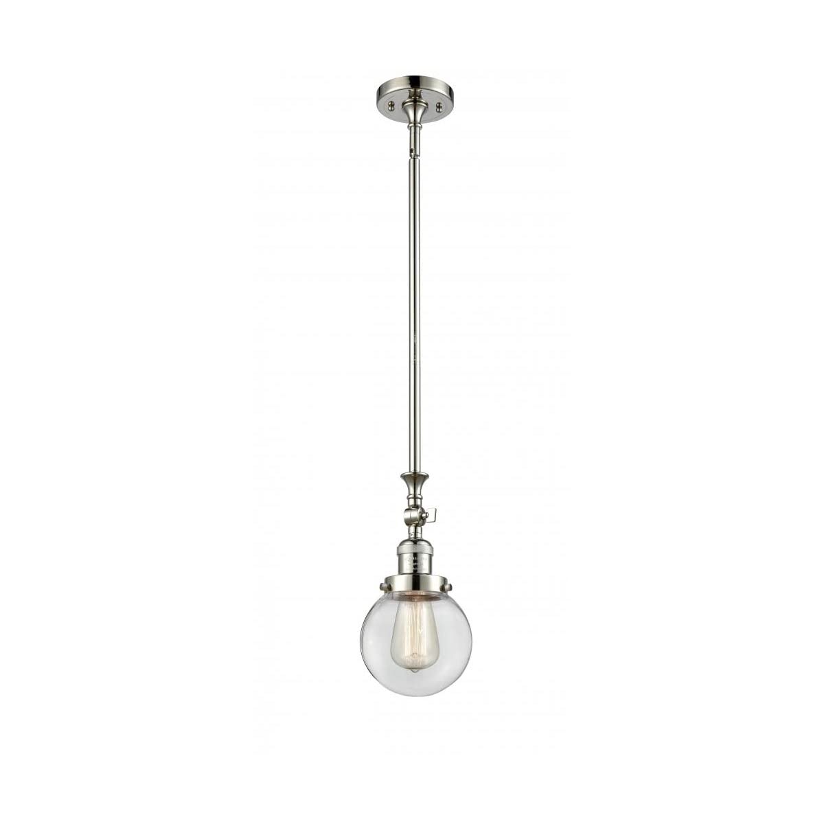 Vintage Dimmable LED Mini Pendant Light - 6W Polished Nickel Finish - Energy Efficient Hanging Fixture for Kitchen Island, Dining Room & Bar Counter Decor