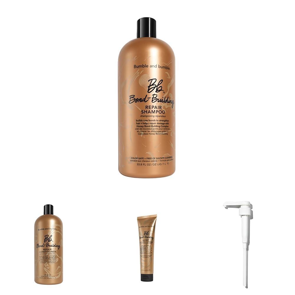 Bumble and bumble Bond-Building Hair Repair Shampoo & Conditioner Set with Styling Cream - 33.8 fl oz - Sulfate-Free for Damaged Hair - Salon Quality Hair Care - Perfect for Color-Treated & Chemically Processed Hair