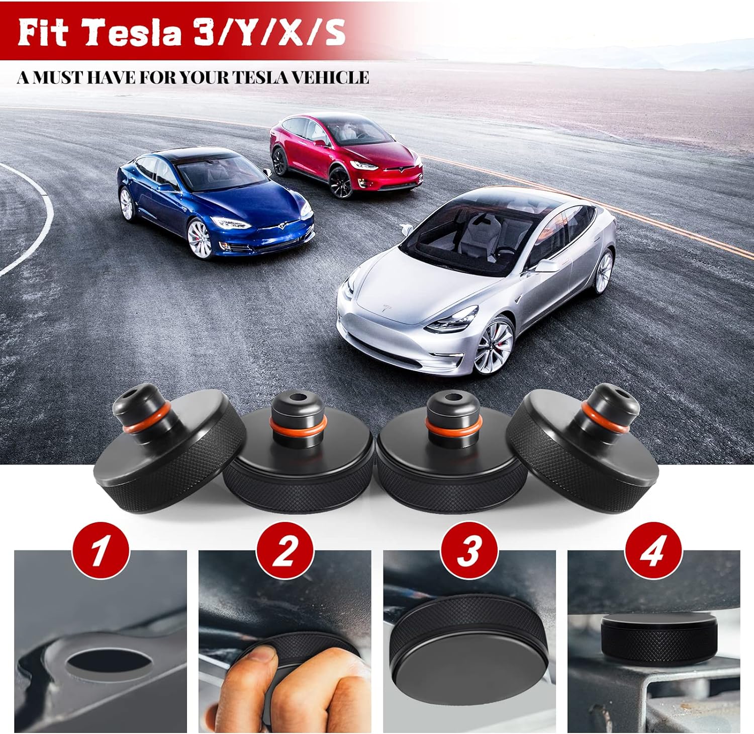 Heavy Duty Rubber Jack Pad for Tesla Model S3XY & 4680 Battery Models - Premium Lift Support for Austin/Berlin Made Vehicles - Perfect for Garage Repairs, Tire Changes & Maintenance