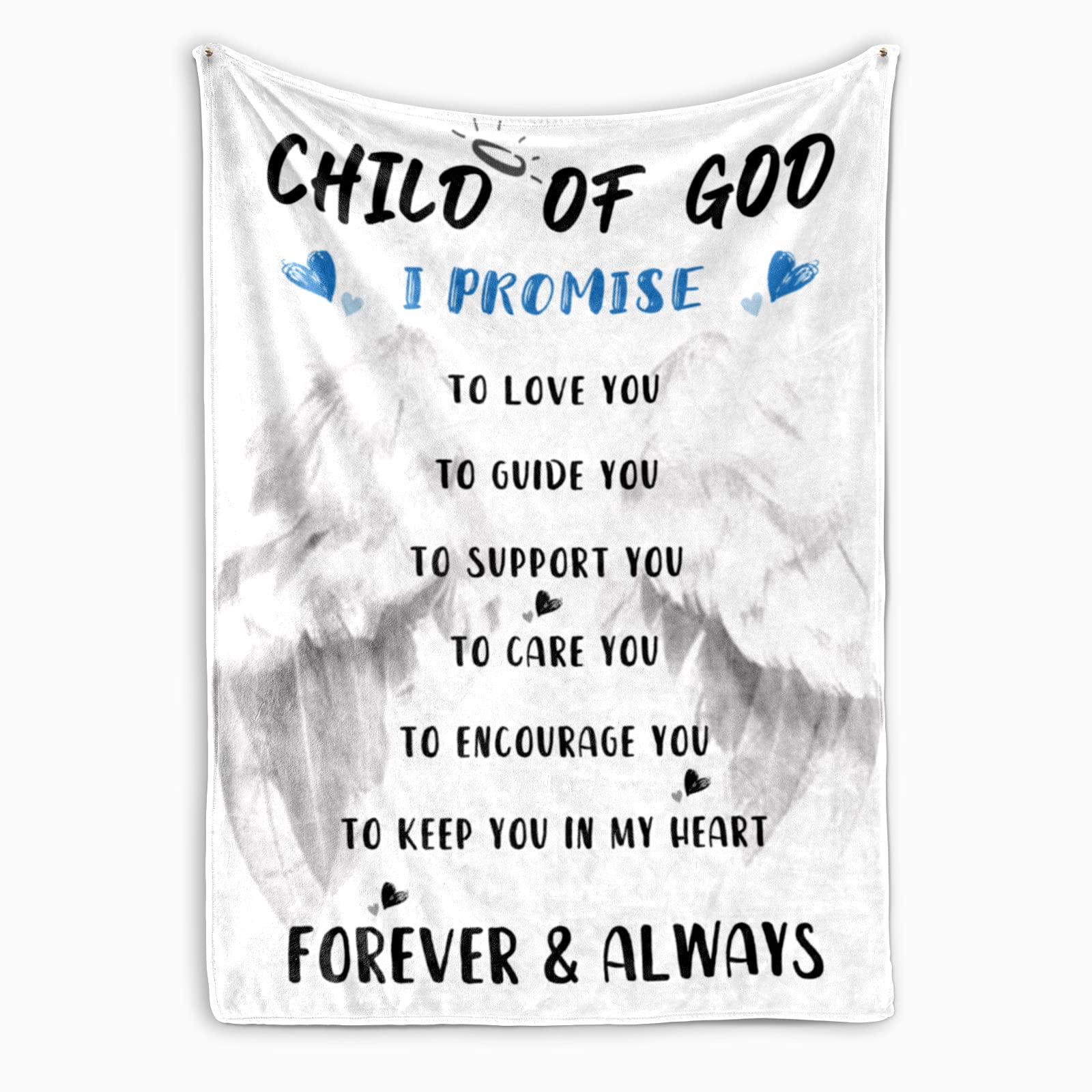 Christian Baby Blanket - Soft Cozy Plush Flannel Blanket for Boys & Girls (30x40 Inches, Blue Promise) | Perfect for Baptism, Nursery, and Gift Giving