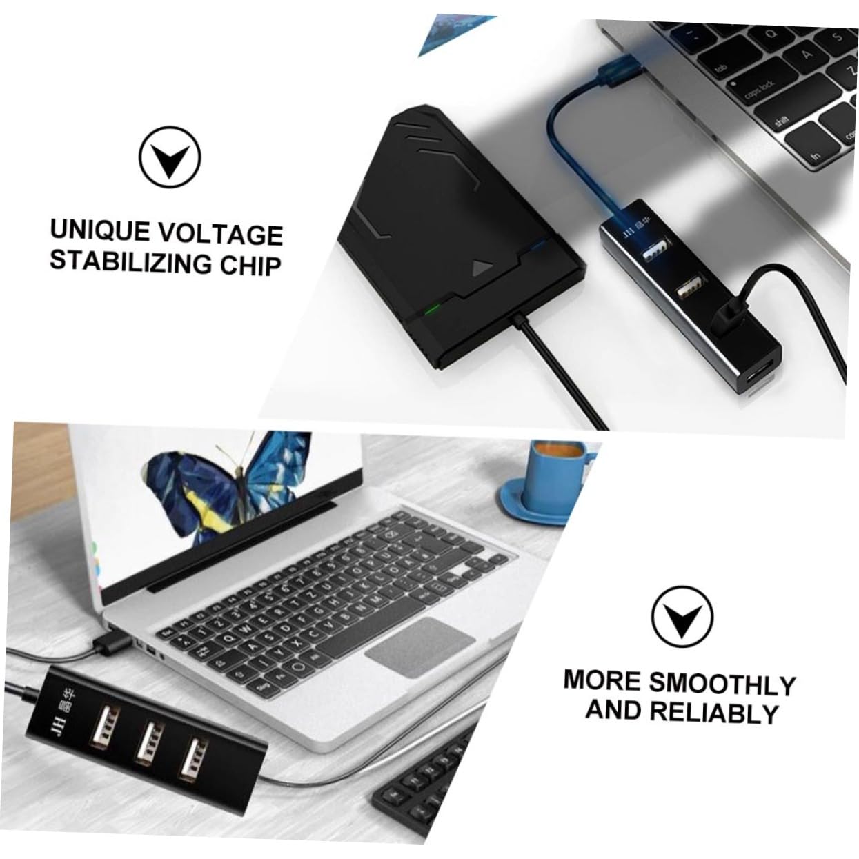 Gatuida 2.0 USB Hub 4-Port USB 2.0 Adapter with 1m Cable - Compatible with Keyboard, Mouse, Flash Drive, External HDD & Printer - Ideal for Home Office, Gaming Setup & Workspace Expansion