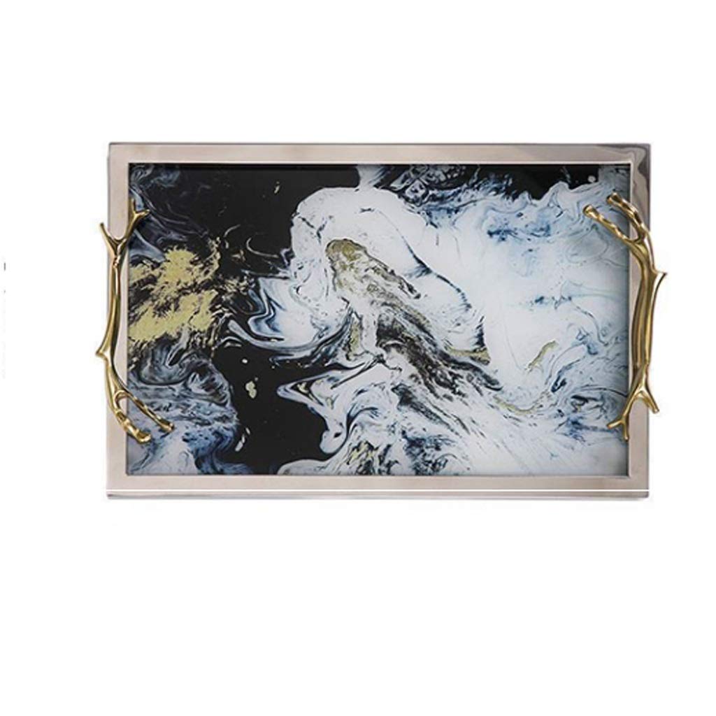 Fevilady Nordic Light Marble Glass Bathroom Vanity Tray - Rectangular Cosmetic & Jewelry Organizer for Bathroom Countertop, Makeup Storage, and Home Decor (Color A) - Perfect for Spa Days, Gift Giving, and Luxury Bathroom Organization