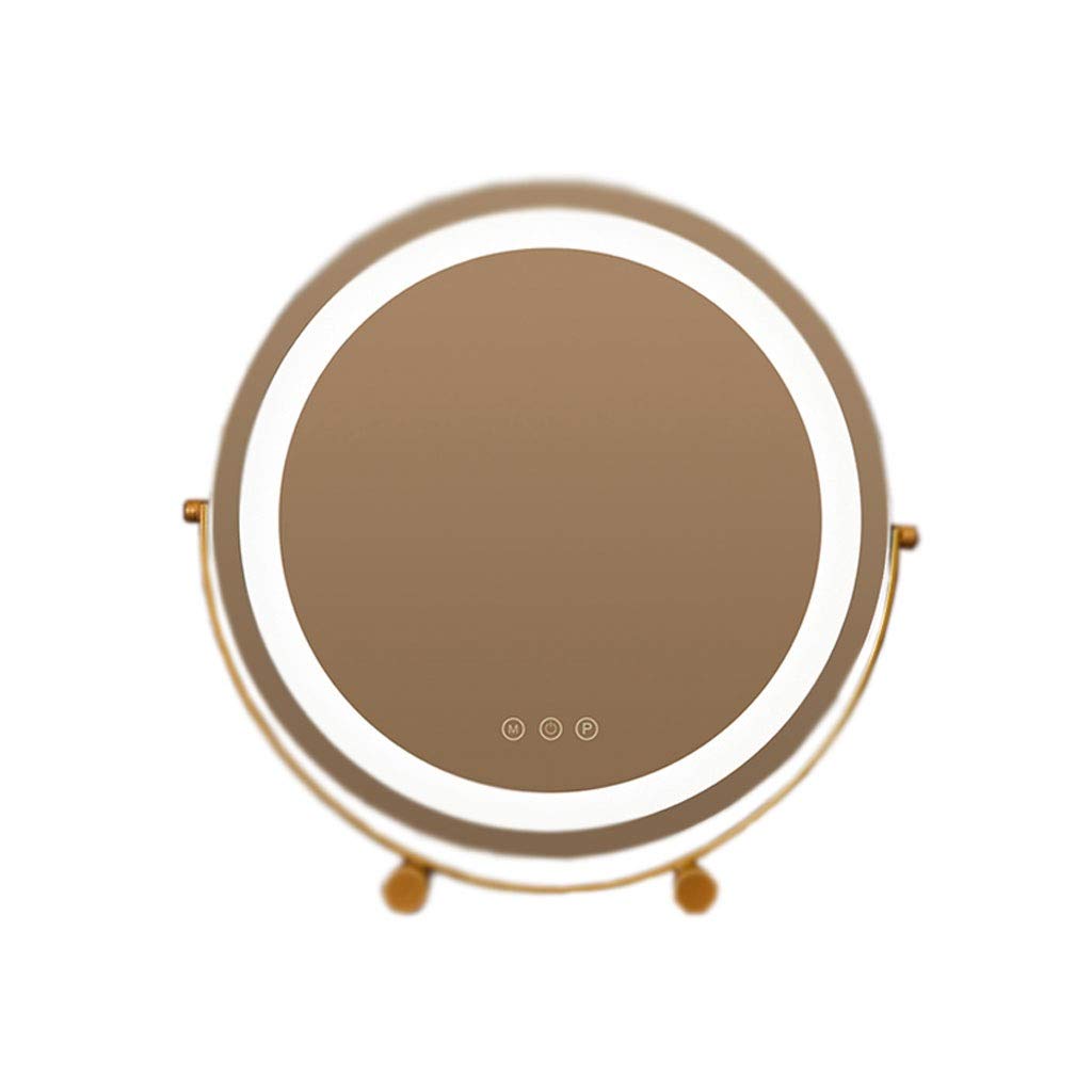 XIAOSAKU LED Makeup Mirror with 360° Rotation - Adjustable Desktop Vanity Mirror with Brightness Control & Touch Sensor, Perfect for Bathroom, Bedroom, Dressing Table (White) - Ideal for Makeup Application, Skincare Routine & Hair Styling