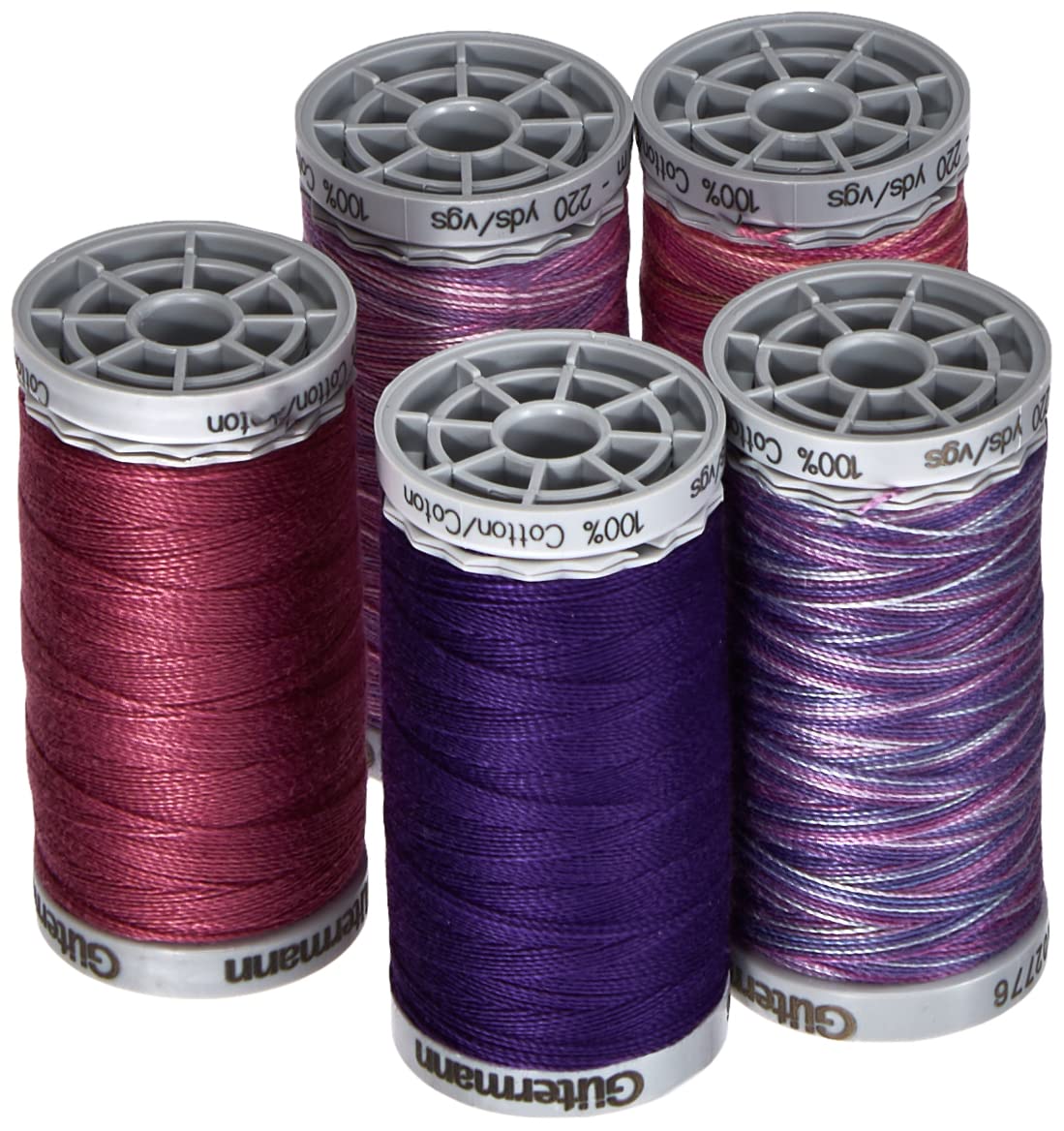 Gutermann Machine Embroidery Cotton Thread Set - 12 Spools Berry Color | Premium Sewing Thread for Quilting, Dressmaking & Craft Projects | Perfect for Home Sewing Machines & Embroidery Work