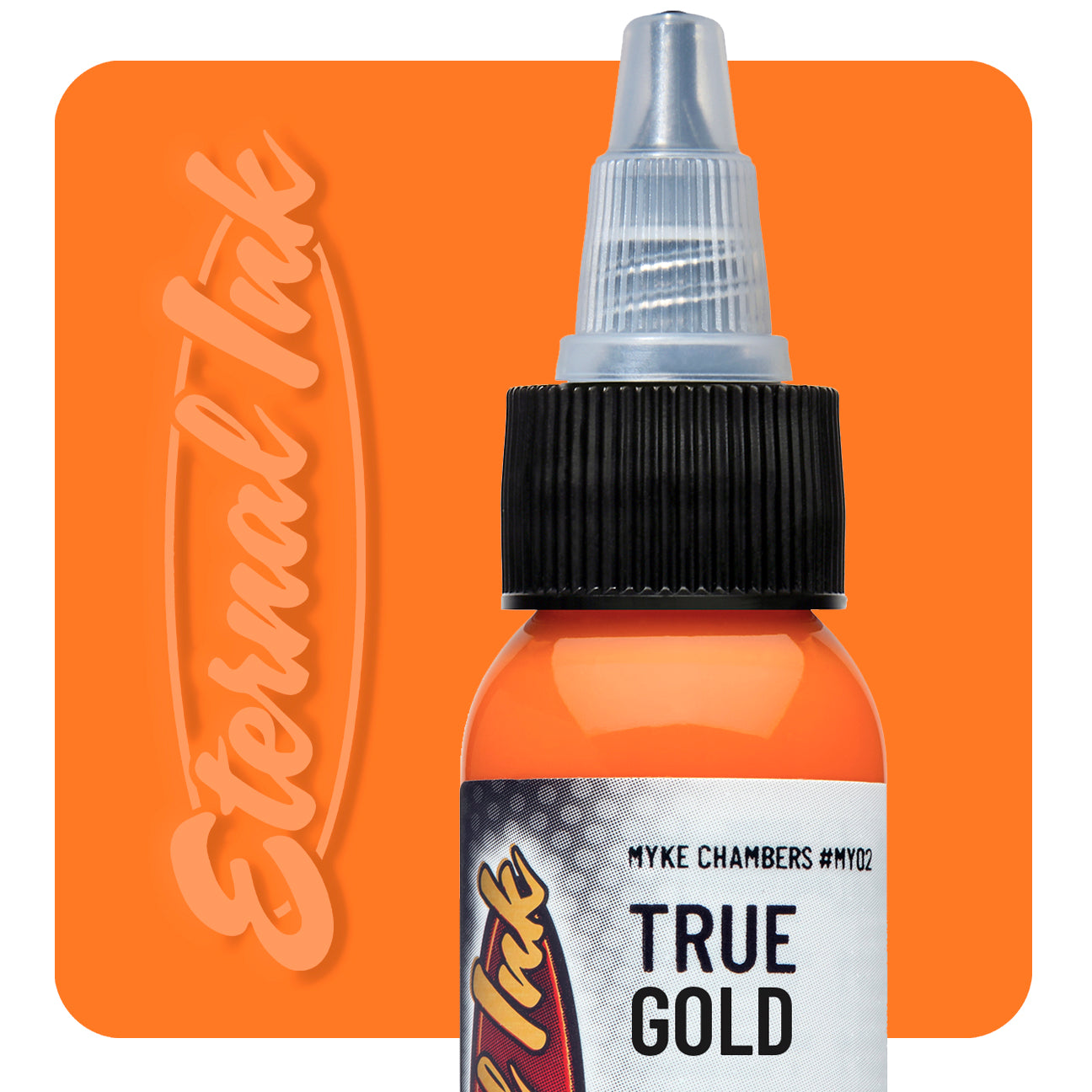 Eternal Myke Chambers True Gold Ink 1oz - Premium Tattoo Ink for Professional Artists - Perfect for Fine Line Work, Lettering & Tattoo Designs