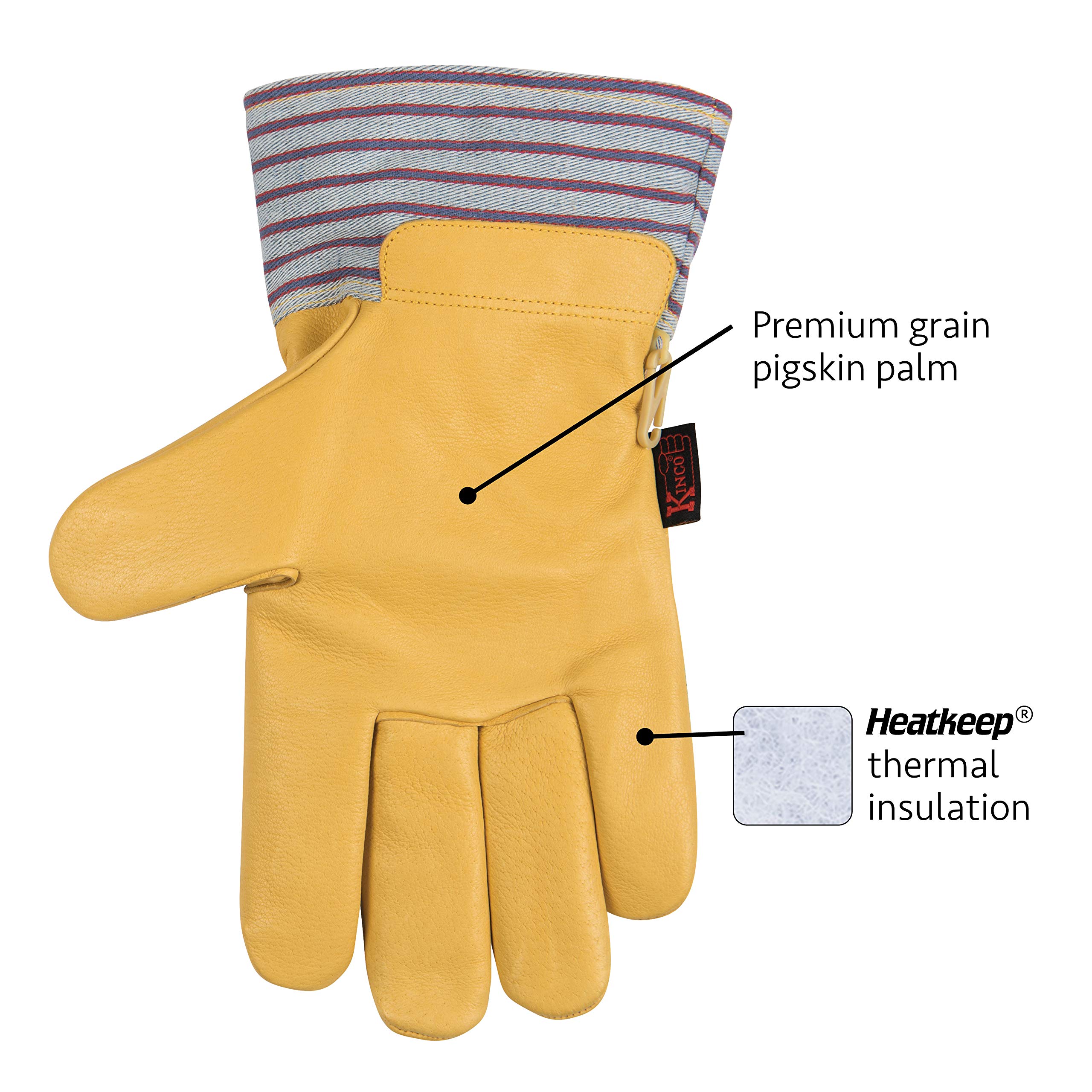 Kinco Premium Leather Work & Ski Gloves - Heatkeep Insulation for Cold Weather - Durable Winter Gloves for Outdoor Work, Skiing & Snowboarding (Model 1927) - Perfect for Construction, Landscaping & Winter Sports