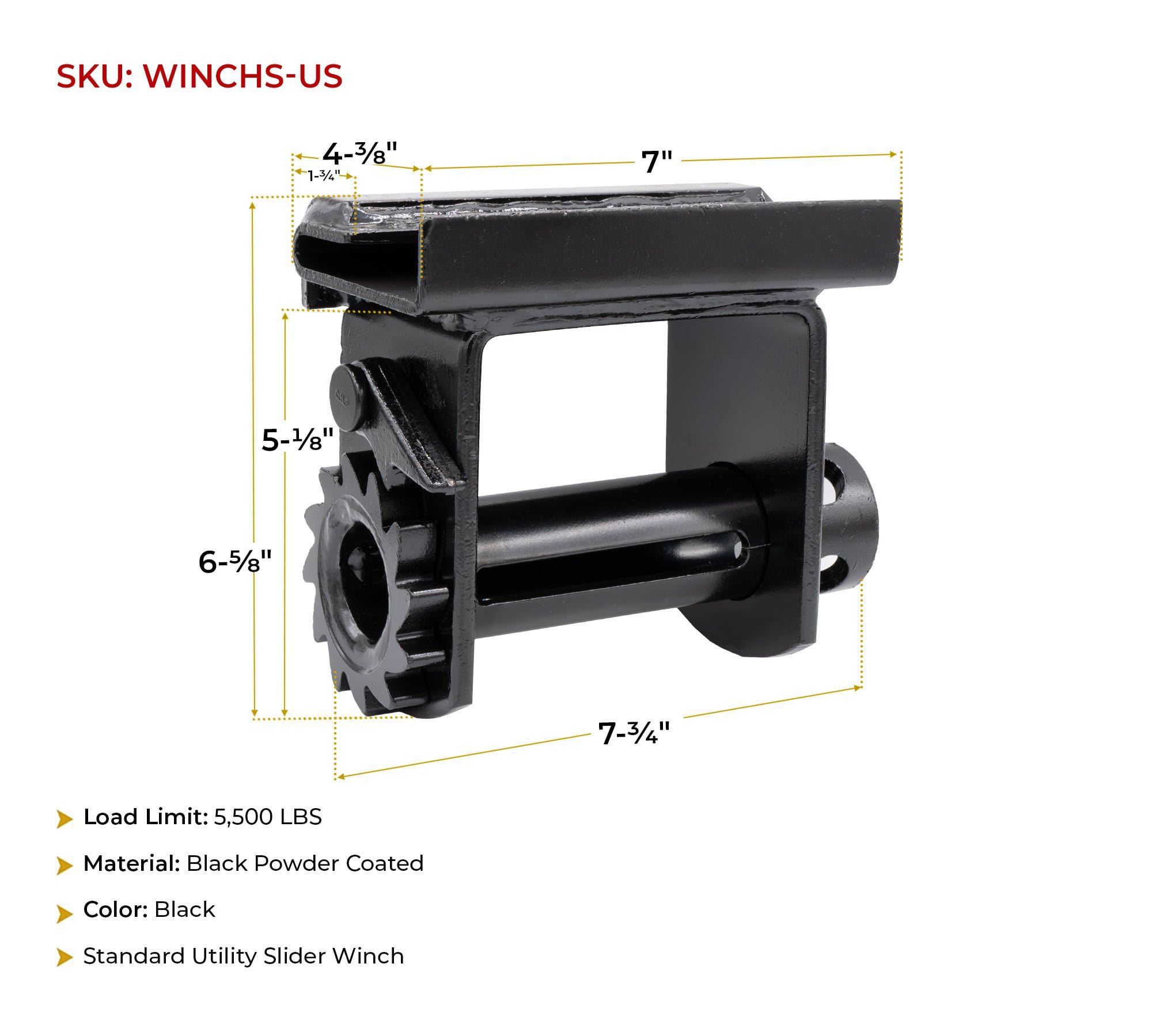 Mytee Products (4 Pack) Utility Trailer Track Slider Winch for Flatbed Semi Trucks - Heavy Duty Loading & Unloading Equipment for Transport & Construction Sites