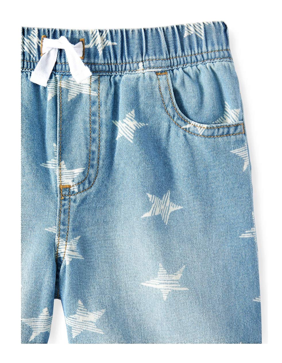 Patriotic Toddler Girls' Denim Shorts with Stars - Elastic Waist Comfort (Size 3T, Blue) | Perfect for 4th of July, Summer Play & Casual Outfits