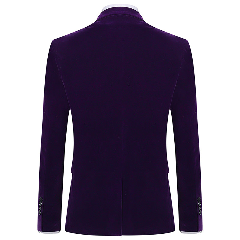 Slim Fit 2 Piece Purple Pleuche Velvet Tuxedo Suit for Men - Elegant Formal Wear for Weddings, Prom & Special Occasions