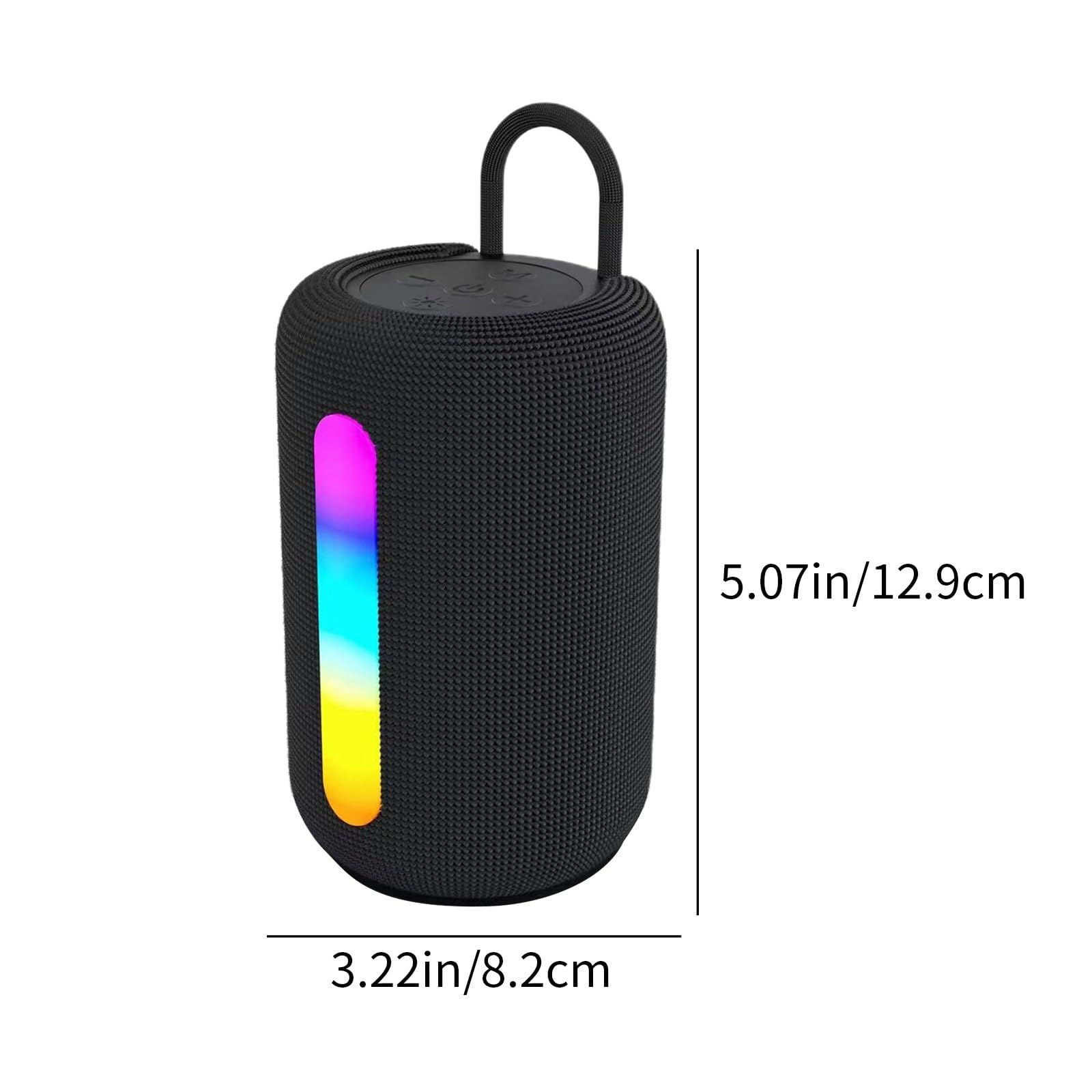 Bluetooth 5.3 Wireless Speaker with RGB Lights - Portable Outdoor Speaker with Long Battery Life, Stereo Pairing & Mini Bluetooth Audio (Black) | Perfect for Camping, Beach Parties & Home Use