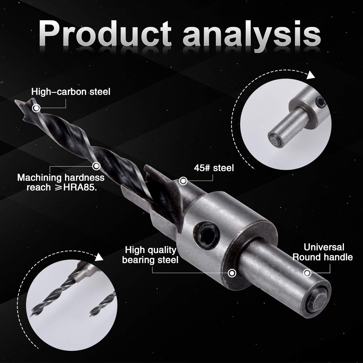 KATUR 2PCS Tapered Drill and Countersink Bit Set - 4mm/5mm Woodworking Drill Bits with 3-Point Tip for Pilot Holes, Chamfering & Countersinking - Perfect for Carpentry, DIY Projects & Woodworking Tools