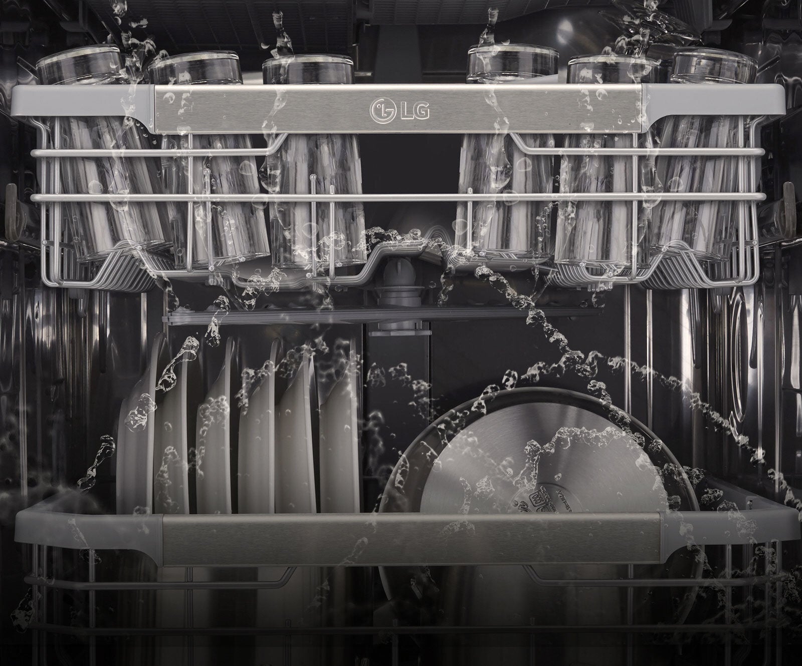 LG 14 Place Settings QuadWash Dishwasher in Platinum Steel Finish XD5B14PS - Perfect for Large Families & Entertaining Guests