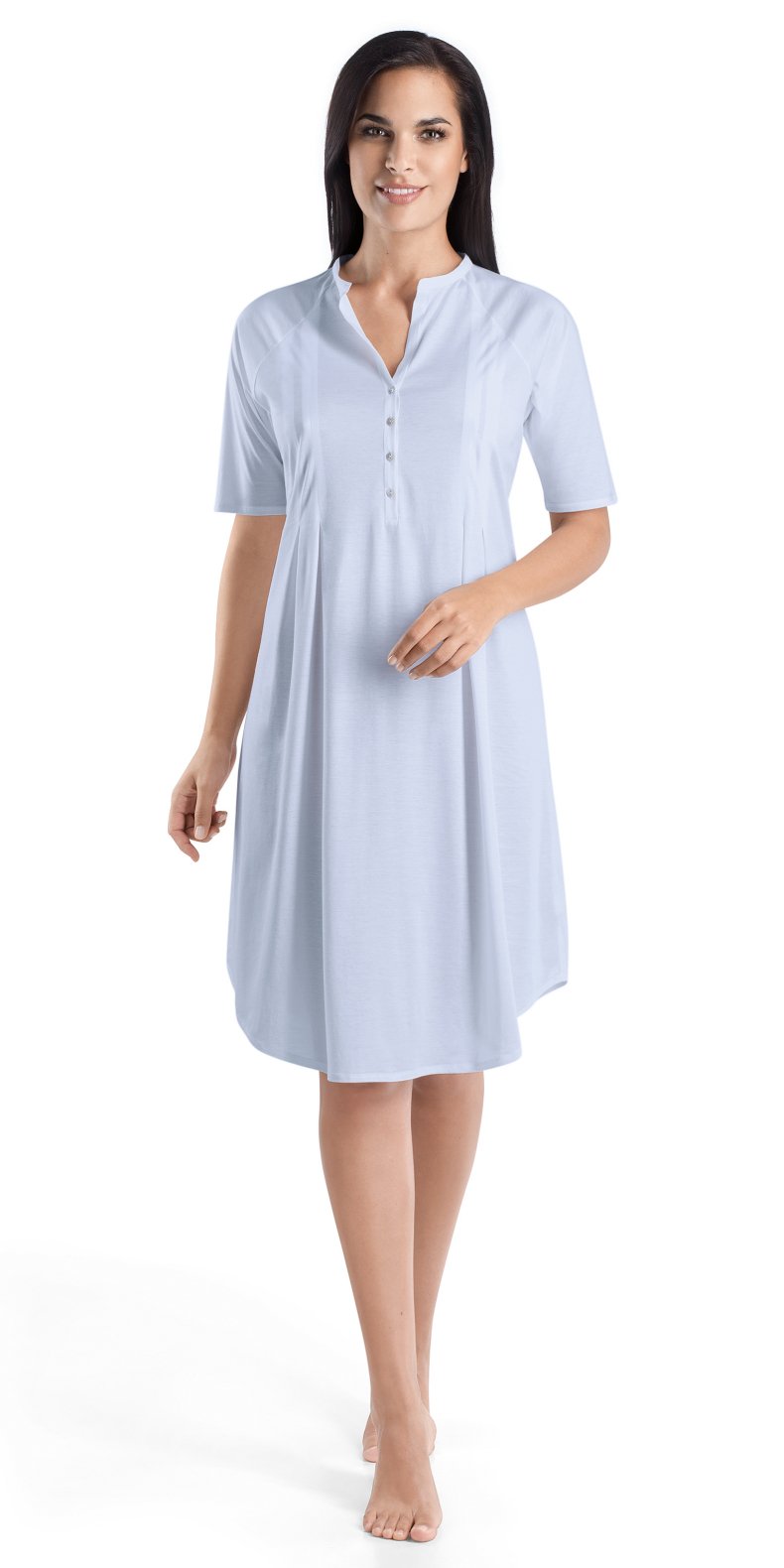 Hanro Women's Cotton Deluxe Short Sleeve Button Front Nightgown - Soft Sleepwear for Comfortable Nights & Relaxing at Home