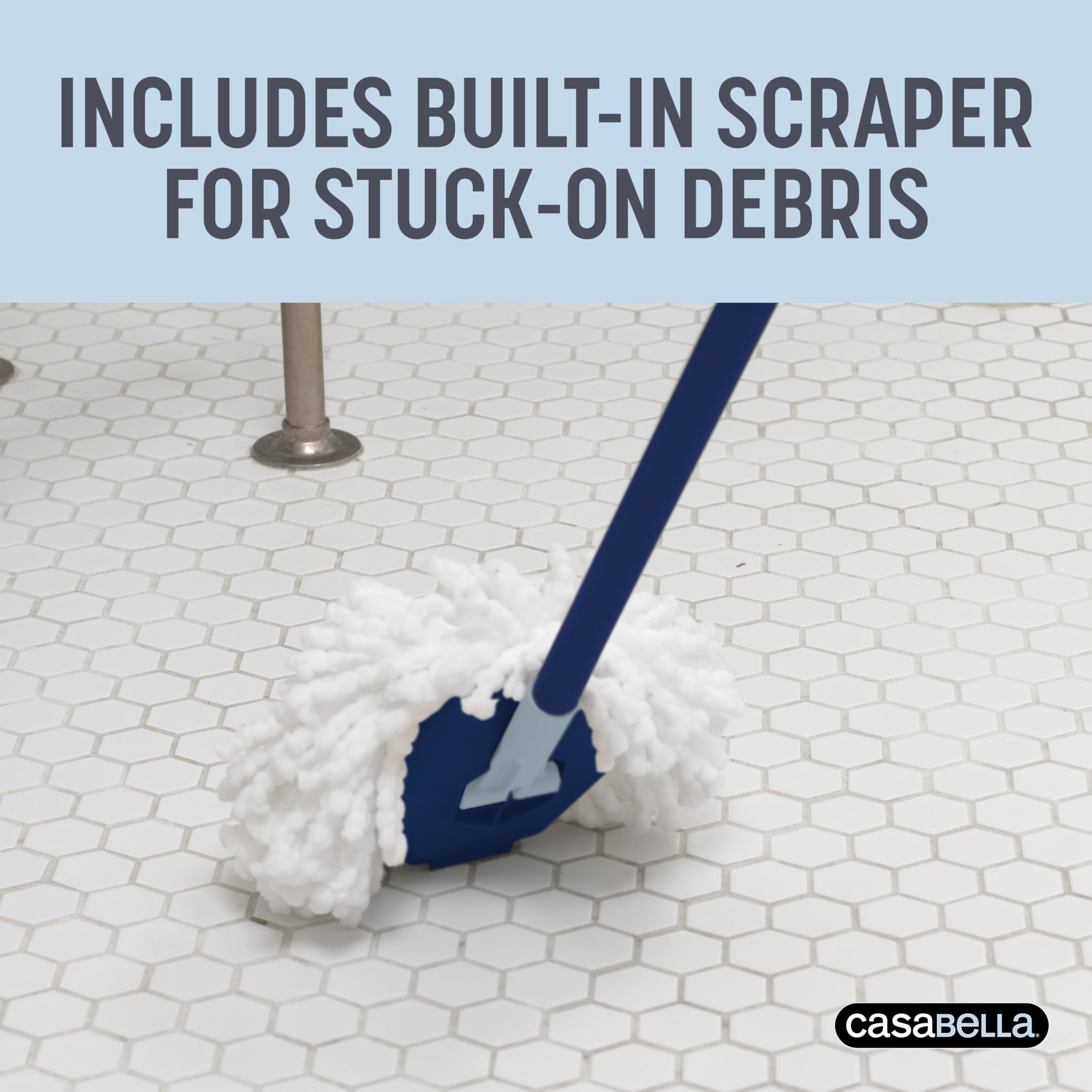 Casabella Clean Water Microfiber Spin Mop and Bucket System - Blue | Efficient Floor Cleaning for Hardwood, Tile & Laminate | Perfect for Homes, Offices & Commercial Spaces