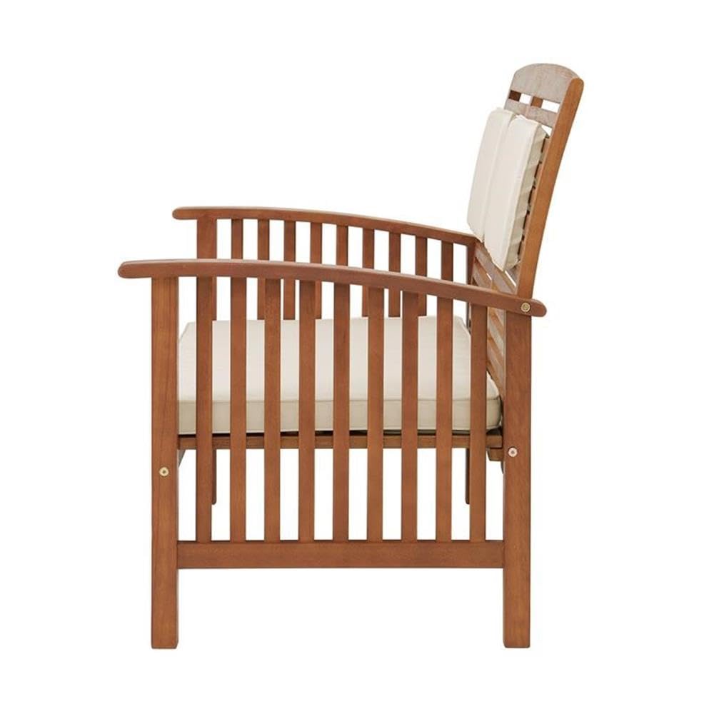 Lyndon Eucalyptus Wood Outdoor 2-Piece Patio Set - Weather-Resistant 2-Seat Bench with Cushions & Cocktail Table - Durable Garden Furniture for Deck, Backyard or Poolside Relaxation