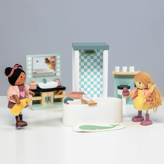 Miniature Dovetail Dollhouse Bathroom Furniture Set - Realistic Wooden Cabinets & Fixtures for DIY Dollhouse Decor - Perfect for Collectors & Kids Playroom Scenes