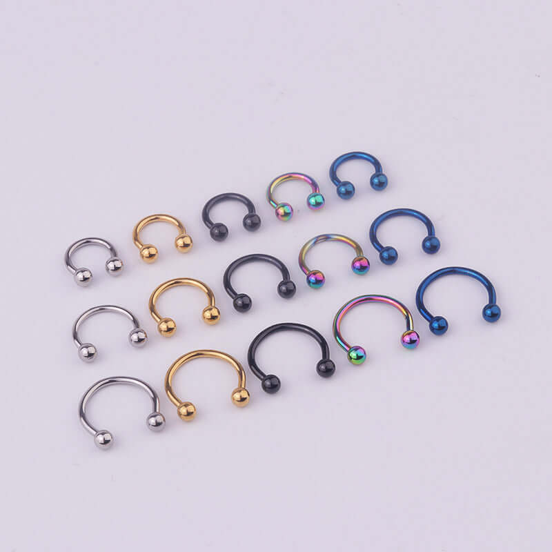 16G 6mm 8mm Horseshoe Eyebrow Cartilage Septum Lip Piercing Ring - Stainless Steel Body Jewelry for Men & Women | Perfect for Eyebrow, Nose, Septum and Lip Piercings | HSER8592