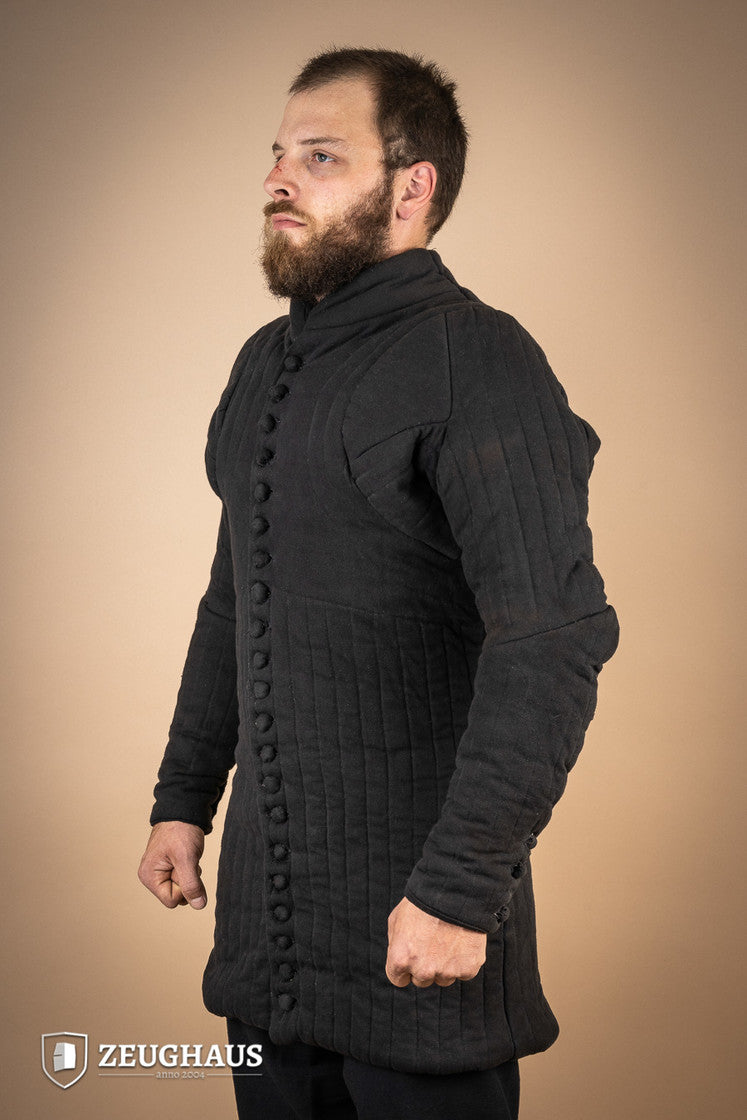 14th Century Medieval Gambeson Armor - Black Historical Reenactment Costume for LARP, Cosplay & Renaissance Fairs