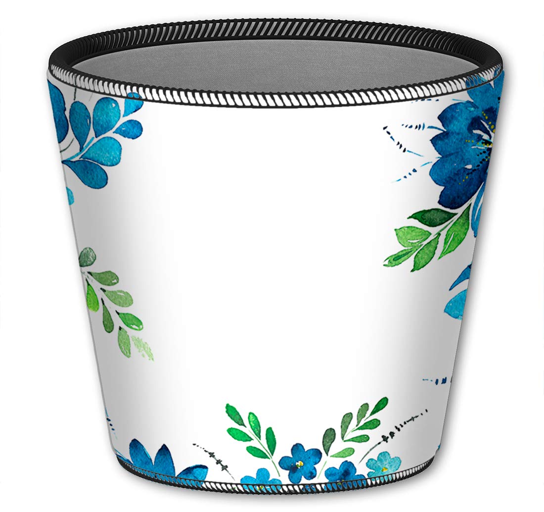 Mugzie 12oz Insulated Lowball Tumbler with Removable Wetsuit Cover - Blue Floral Design - Perfect for Iced Coffee, Cocktails & Outdoor Picnics
