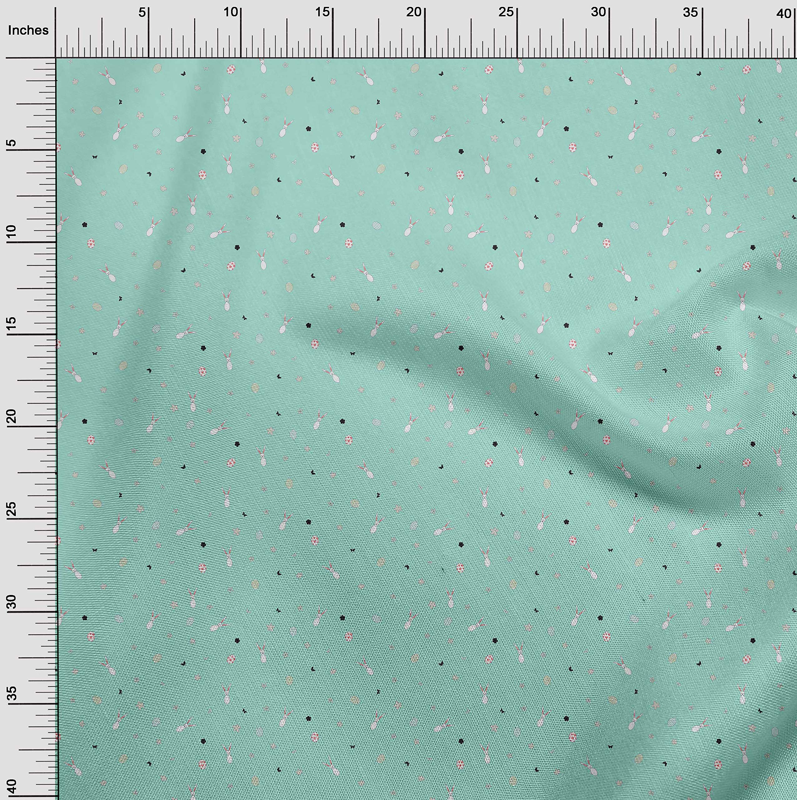 Premium Cotton Silk Fabric for Easter Decor - Floral & Rabbit Animal Print, 42 Inch Wide - DIY Easter Eggs, Home Decor, Table Runners & Craft Projects