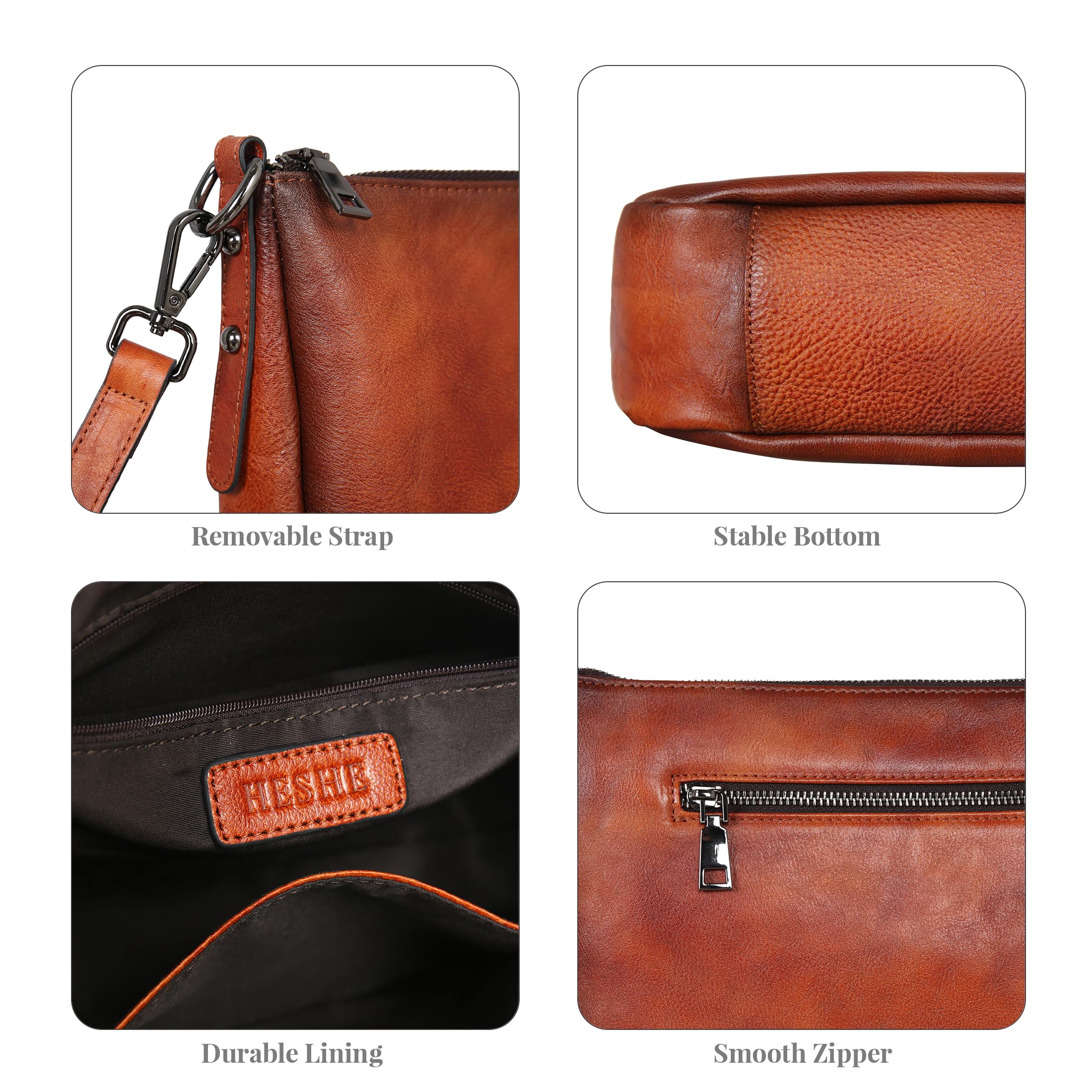 HESHE Genuine Leather Crossbody Shoulder Bag for Women - Fashion Hobo Purse with 2 Adjustable Straps, Designer Satchel Handbag | Perfect for Work, Travel & Everyday Use