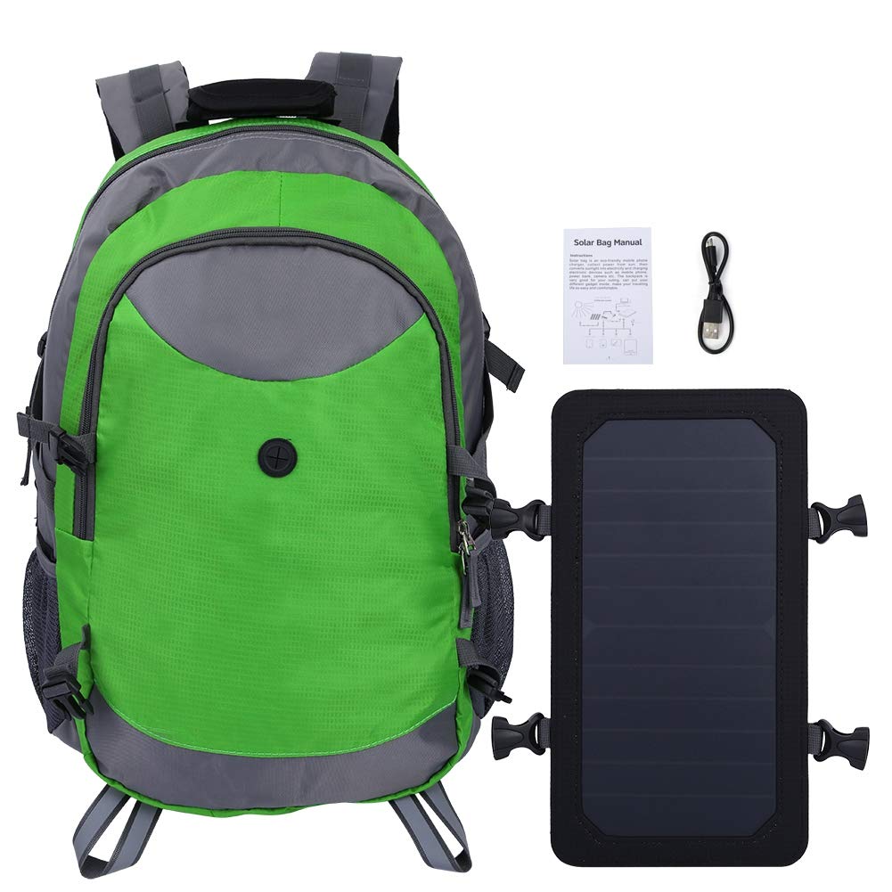 Eatbuy Solar Powered Hiking Backpack - Waterproof Unisex Outdoor Shoulder Bag with USB Charging for Camping, Cycling & Travel - Green - Perfect for Hiking Adventures & Daily Commute