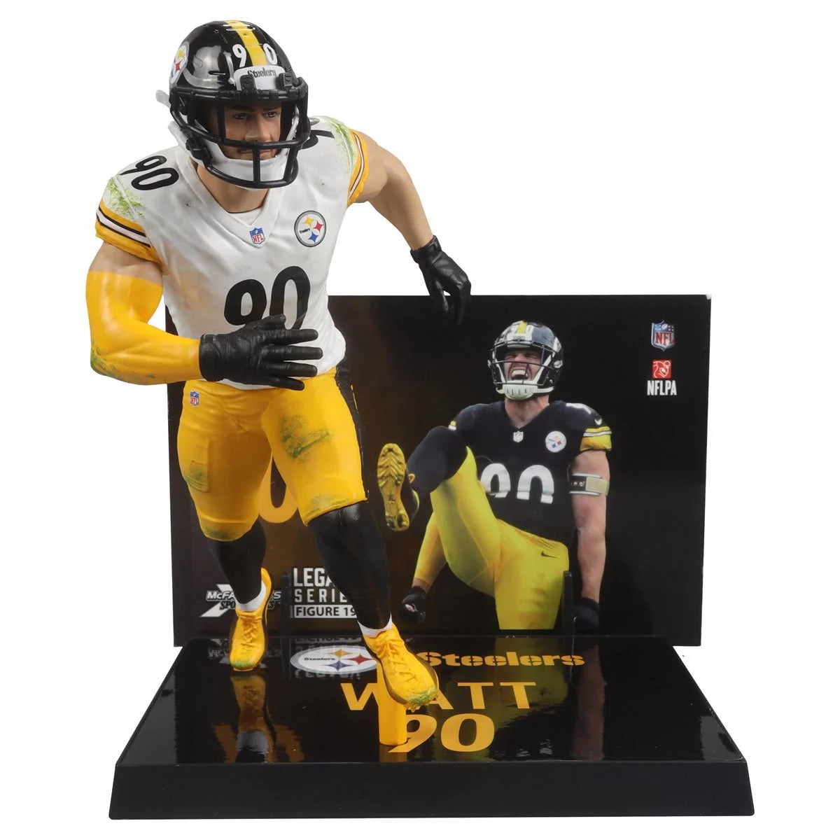 TJ Watt Pittsburgh Steelers NFL 2024 Platinum Chase White Jersey Posed Figure - Collectible Sports Memorabilia for Fans & Game Room Decor