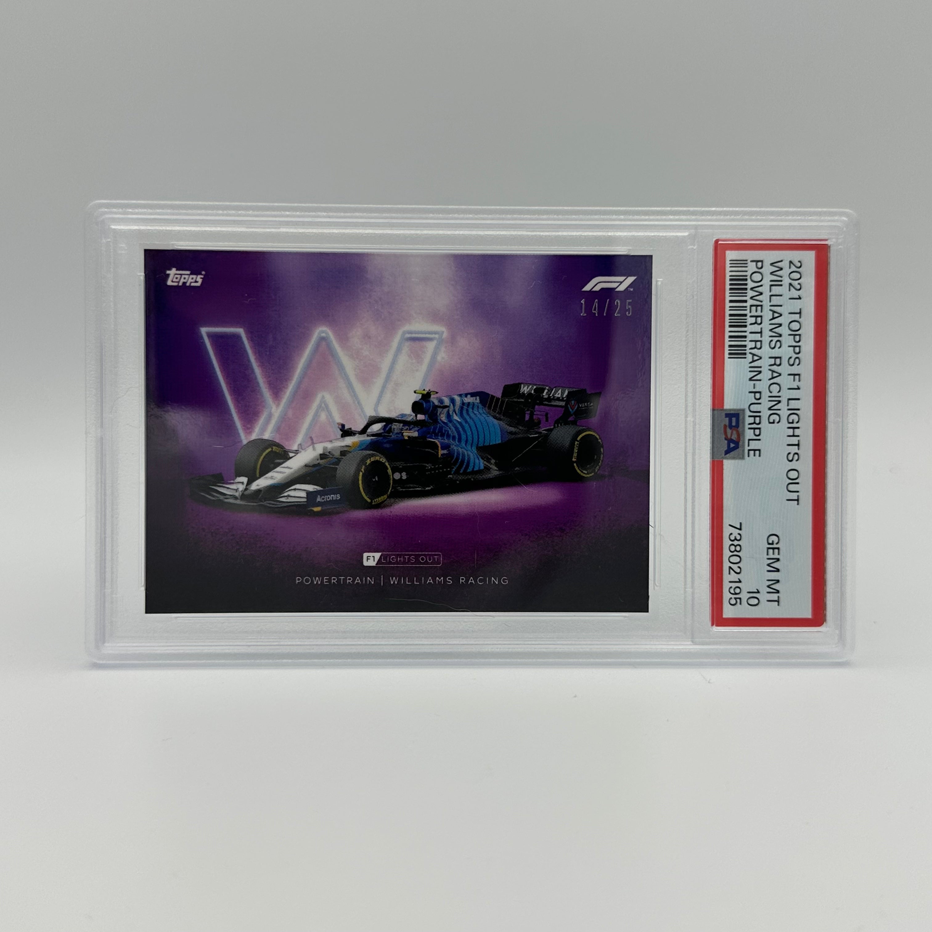 PSA 10 Graded 14/25 Williams Racing PowerTrain Purple - Rare Collectible for F1 Fans & Motorsport Memorabilia Enthusiasts