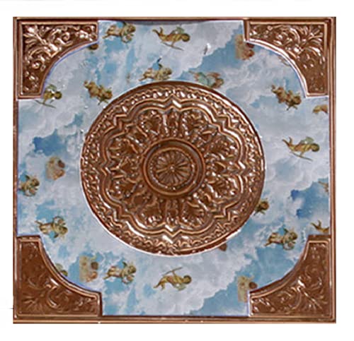 Vintage Copper Ceiling Rose with Angels - Miniature Dollhouse Lighting Accessory for Victorian & Fairy Tale Decor