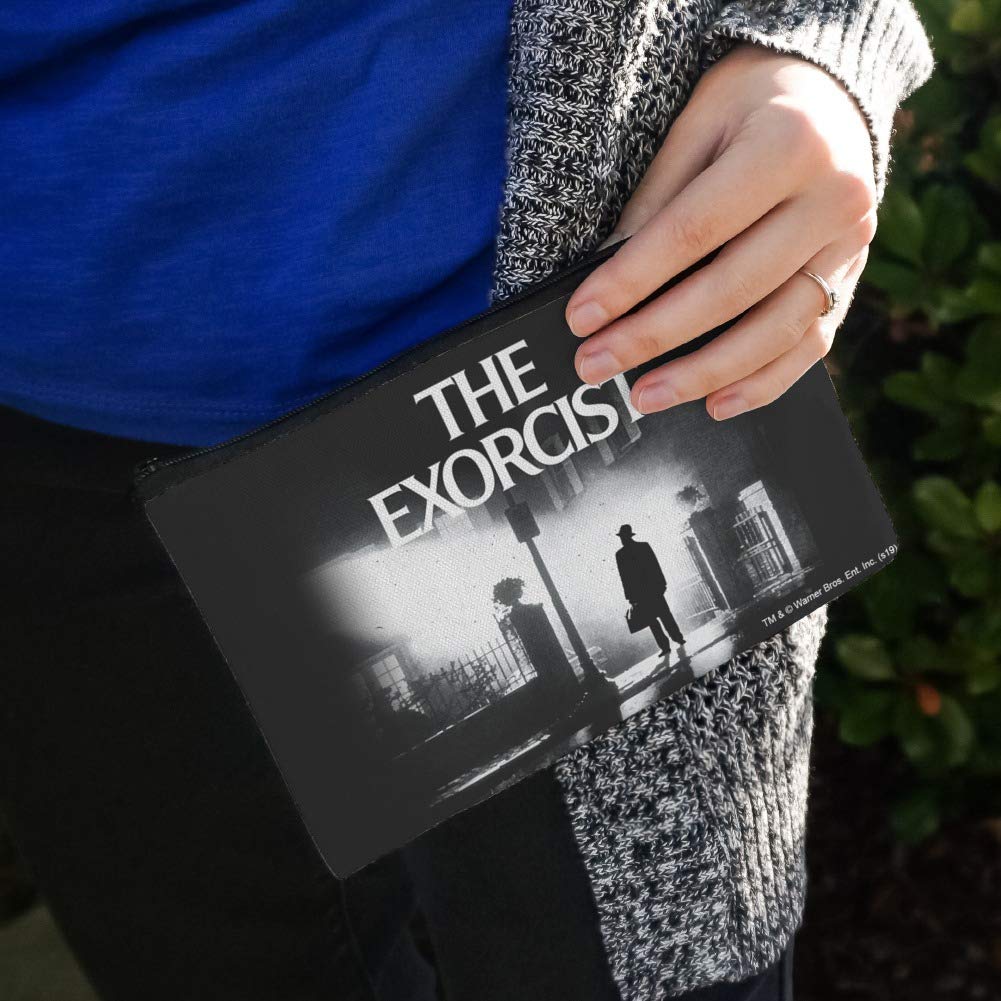 The Exorcist Logo & Silhouette Makeup Bag - Horror Movie Themed Cosmetic Organizer Pouch for Halloween, Cosplay & Travel