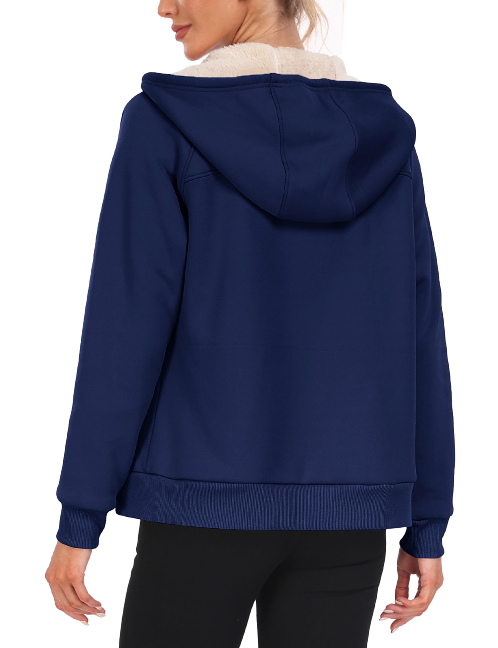 MoFiz Women's Fleece Zip Up Hoodie - Warm Sherpa Lined Winter Sweatshirt with Pockets | Cozy Casual Outerwear for Women | Perfect for Cold Weather, Outdoor Activities & Lounge Wear