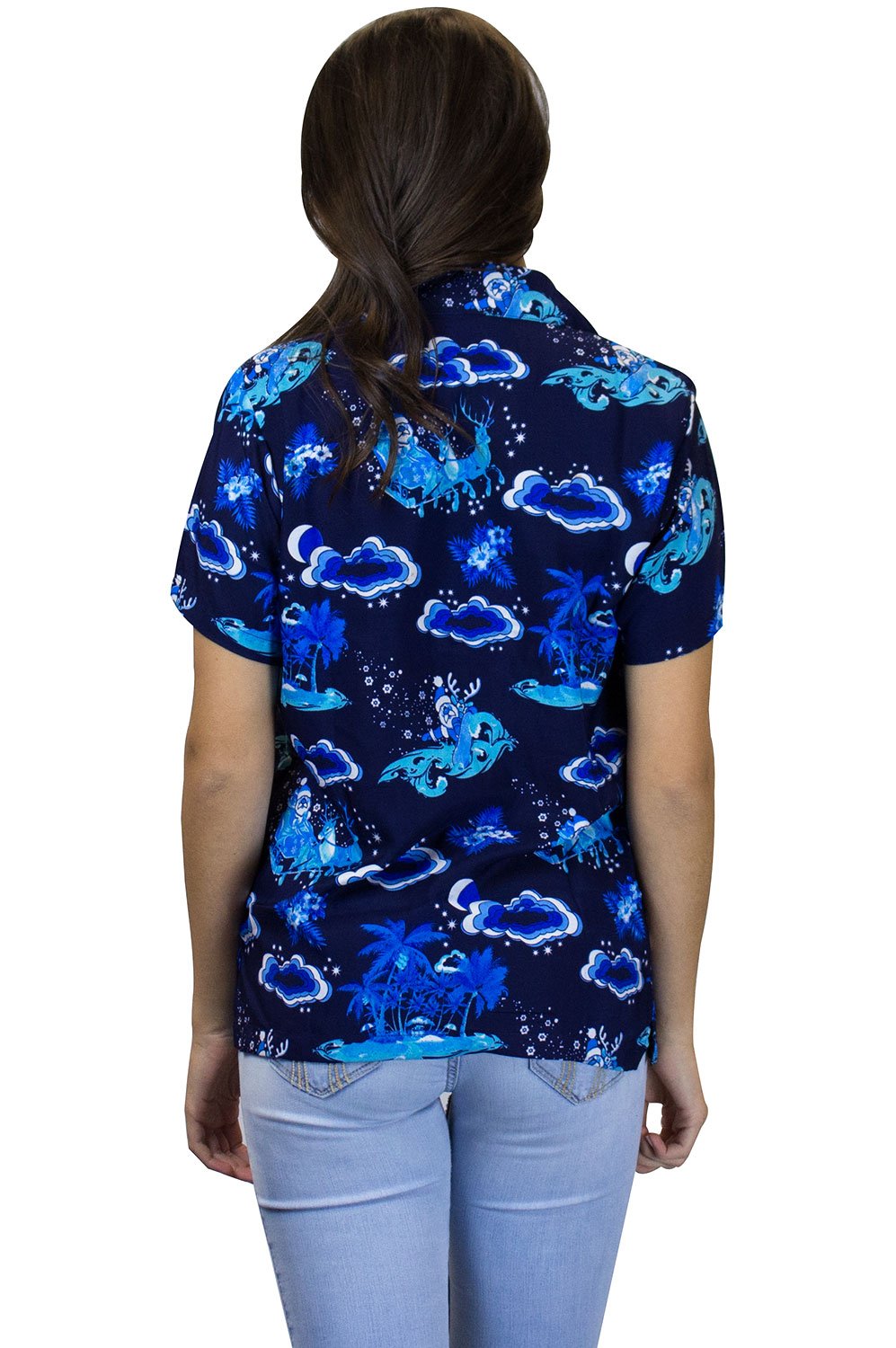 KING KAMEHA Hawaiian Shirt - Funky Tropical Aloha Shirt in Monoblue Blue, Size L - Perfect for Luau Parties, Beach Vacations & Summer Festivals