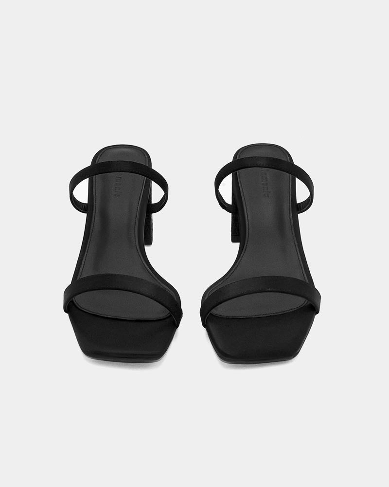 Black Block Heel Slide Sandals for Women - Comfortable Summer Dressy Casual Shoes for Beach, Party & Outdoor Wear