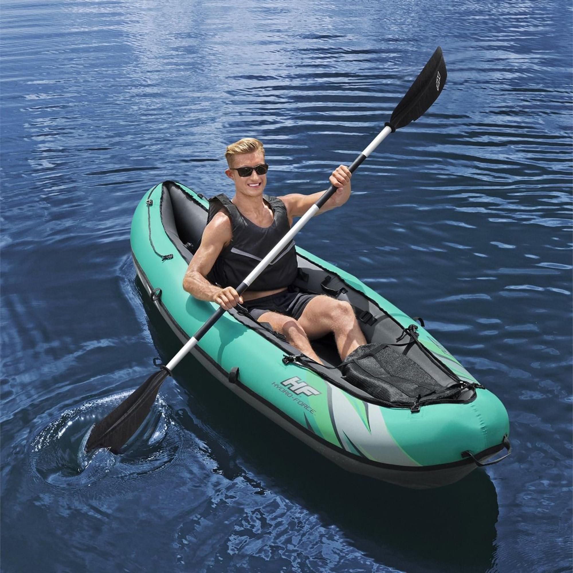 Bestway Hydro Force 91-Inch 5-Piece Adjustable Lightweight Aluminum Kayak Paddle with Soft Comfort Grip & 3 Lock Positions - Black/White | Perfect for Recreational Kayaking, Fishing & Water Sports