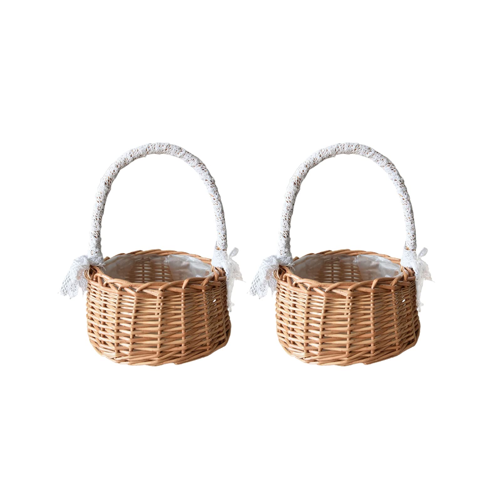 RNCOZE 2-Pack Woven Flower Basket with Handle - Wedding, Home & Garden Decor