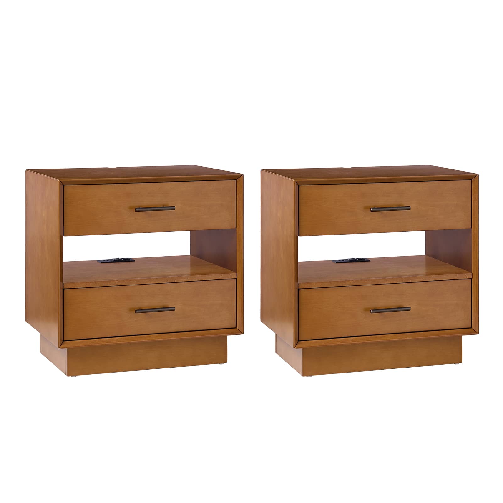 Yoel Hidden Drawer Nightstand with Built-in USB Outlets & Power Strip - Modern Bedside Table with Secret Storage for Bedroom, Living Room, or Office
