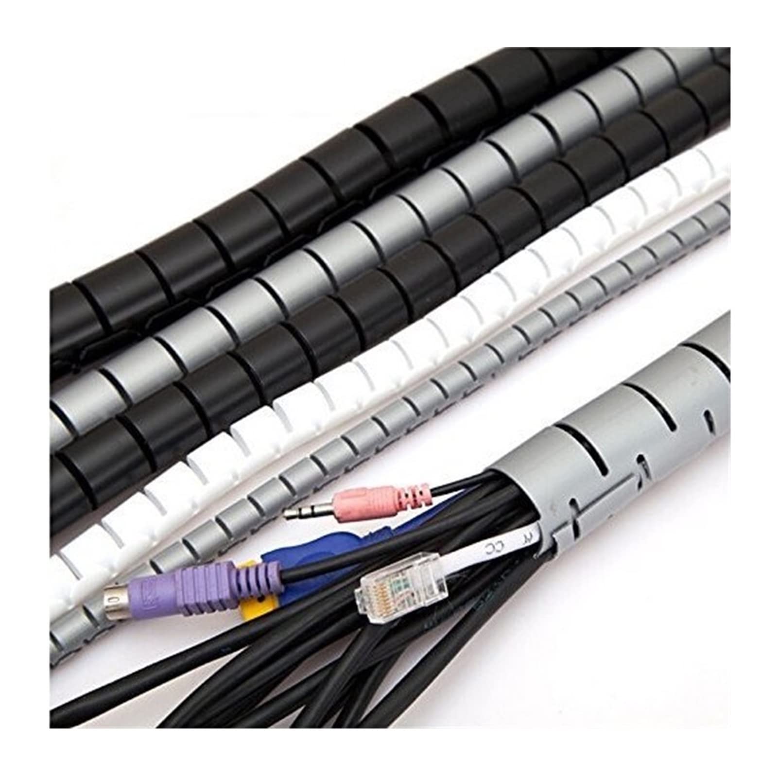 1 Meter Spiral Cable Wrap - Flexible Wire Organizer, Cable Protector & Management Tube for Tidy Storage - 10mm Grey - Perfect for Home, Office & Workshop Electronics Organization