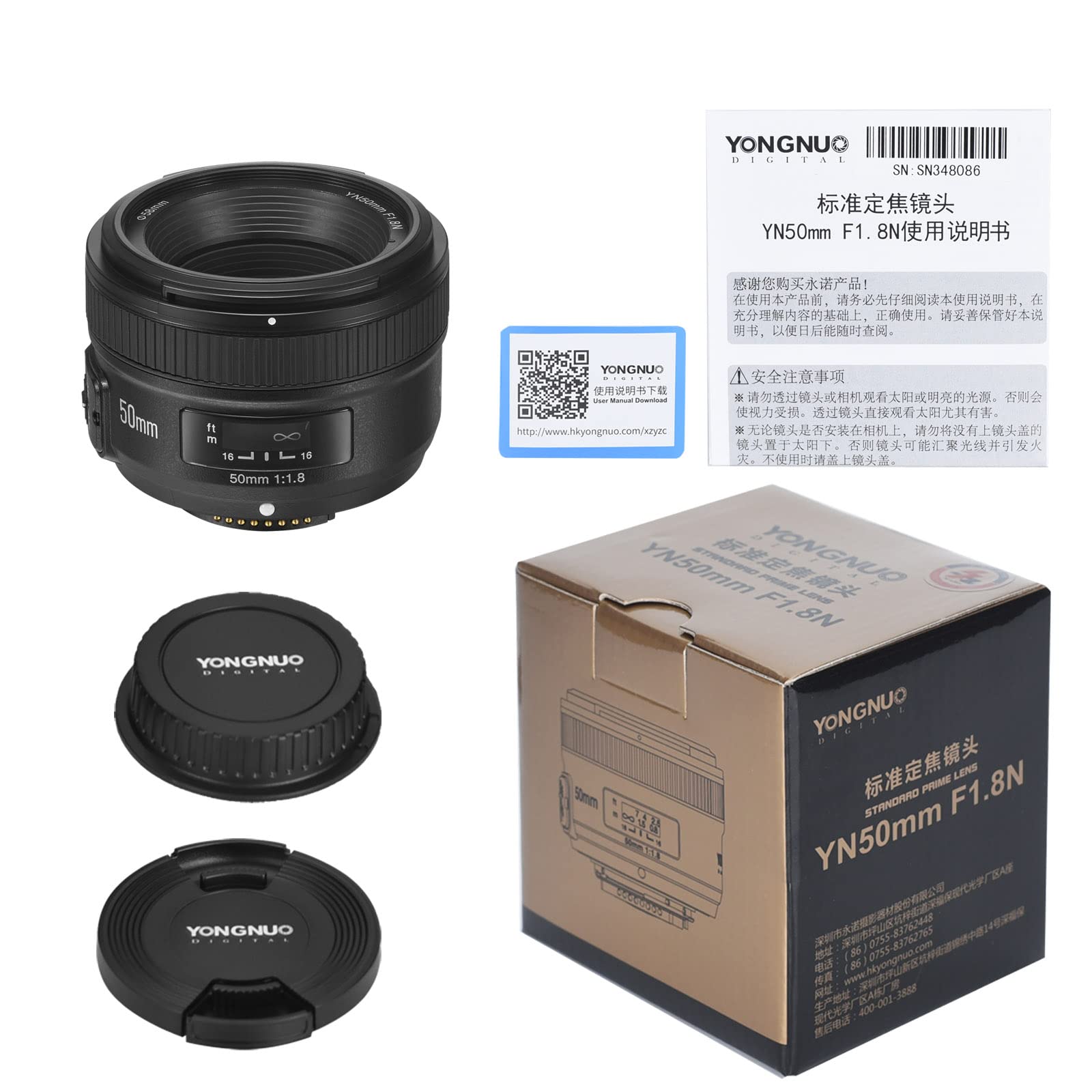 YONGNUO YN50mm F1.8 Standard Prime Lens for Nikon DSLR Cameras - Large Aperture, Auto/Manual Focus (AF/MF) - Perfect for Portrait, Street & Low Light Photography