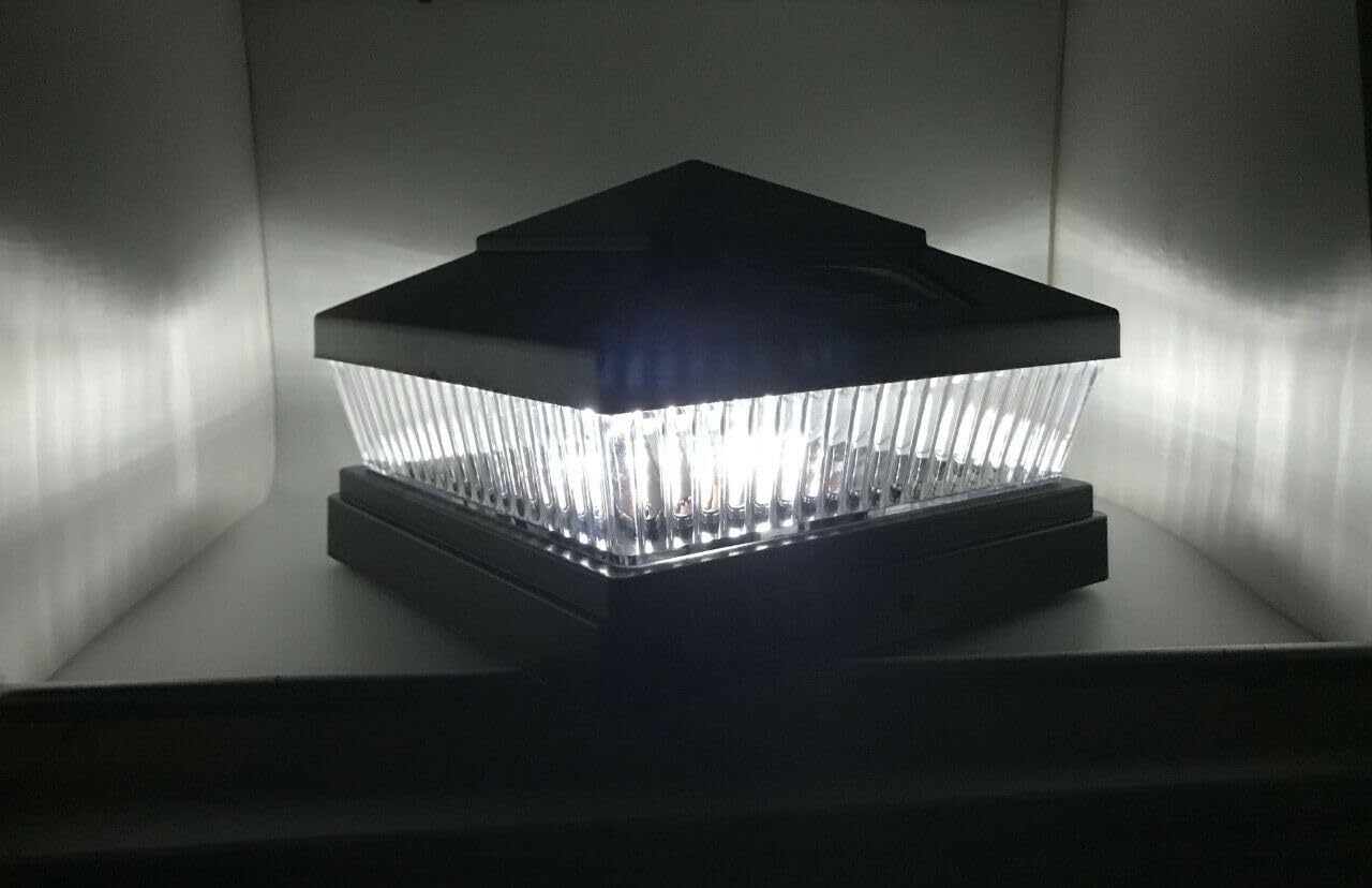 6-Pack Solar Post Cap Lights for 5x5 Fence - Hammered Grey Finish Deck Lights with White LEDs & Clear Lens | Weatherproof Outdoor Lighting for Vinyl, PVC or Wood Posts | Perfect for Patio, Garden & Backyard Pathways