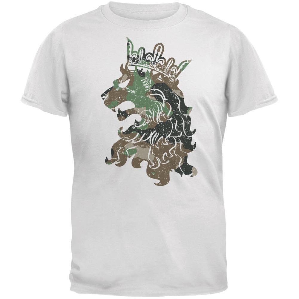 Old Glory Camo Heraldic Lion Graphic T-Shirt for Men - Patriotic Military Style Tee for Casual Wear, Outdoor Activities & American Pride Events