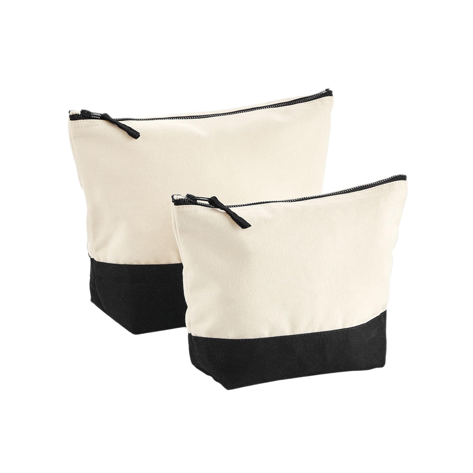 Dipped Base Canvas Makeup Bag (W544) - Natural/Black Medium Size - Perfect for Cosmetics, Stationery & Travel Accessories Storage