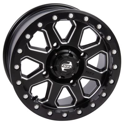 14x7 Tusk Uinta Beadlock Wheel 5.0+2.0 Milled Black for TRACKER SVX 1000 2020 - Off-Road Adventure