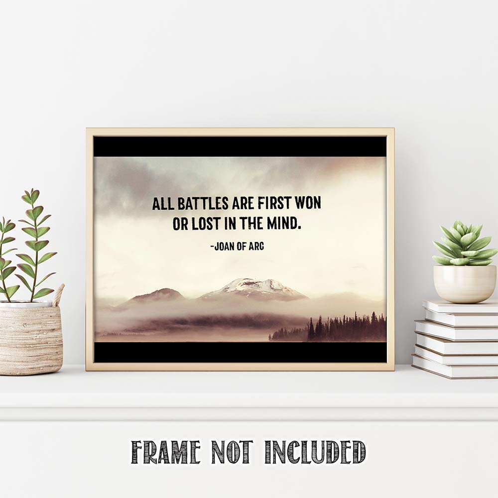 TJ Originals - Joan of Arc Christian Bible Quote Wall Art Print 11x14 Inches, Inspirational Bible Verse Decor for Home & Office, Motivational Gift for Family & Friends (Calm Lake Design) - Perfect for Living Room, Bedroom, Church & Spiritual Spaces