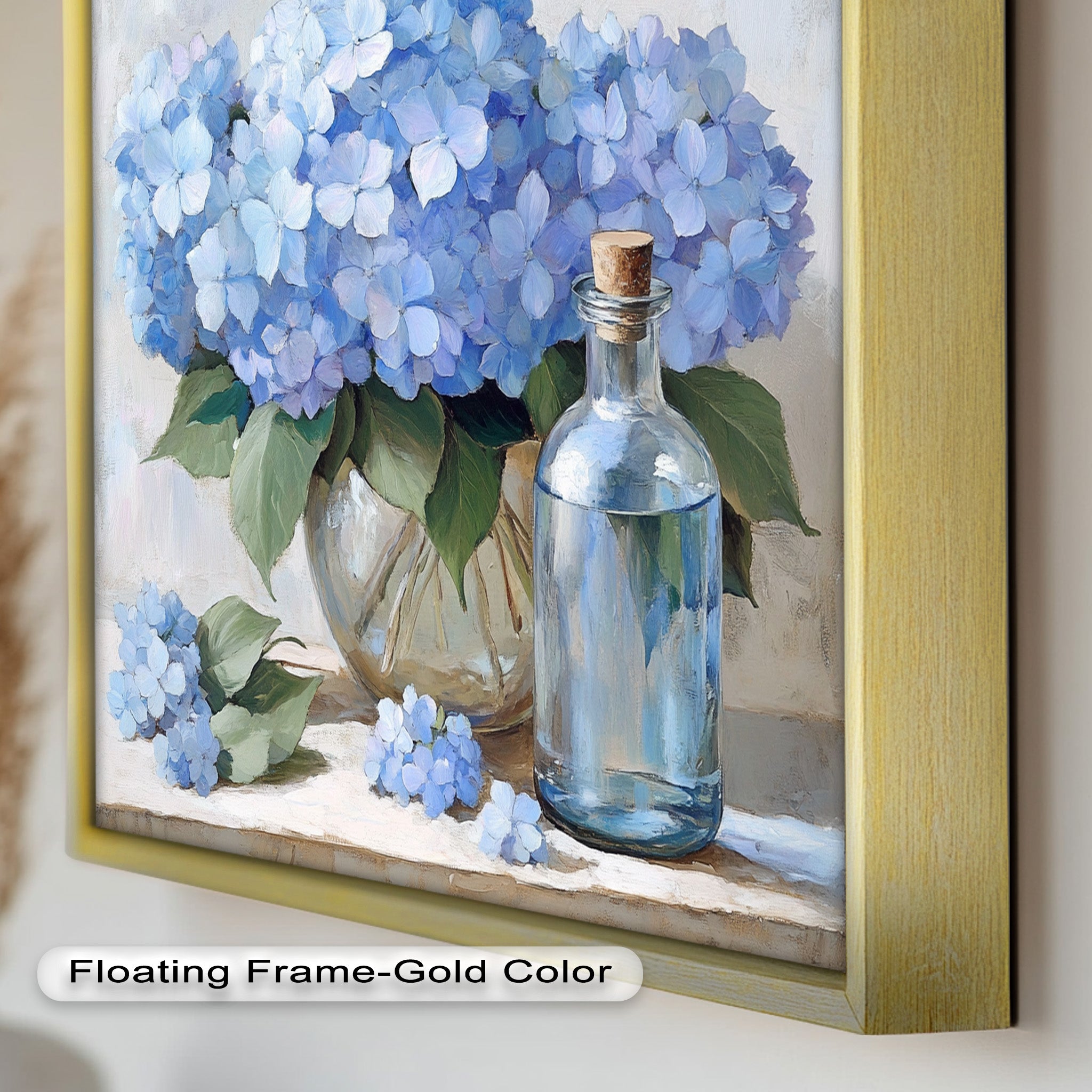Blue Floral Still Life Oil Painting - Modern Wall Art for Living Room, Bedroom & Office Decor