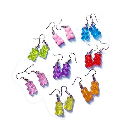 Tiande 8 Pairs Cute Bear Earrings Set - Colorful Resin Cartoon Drop Dangle Earrings for Women & Girls | Perfect Birthday Gifts & Party Favors | Great for Daily Wear, Date Nights & Special Occasions