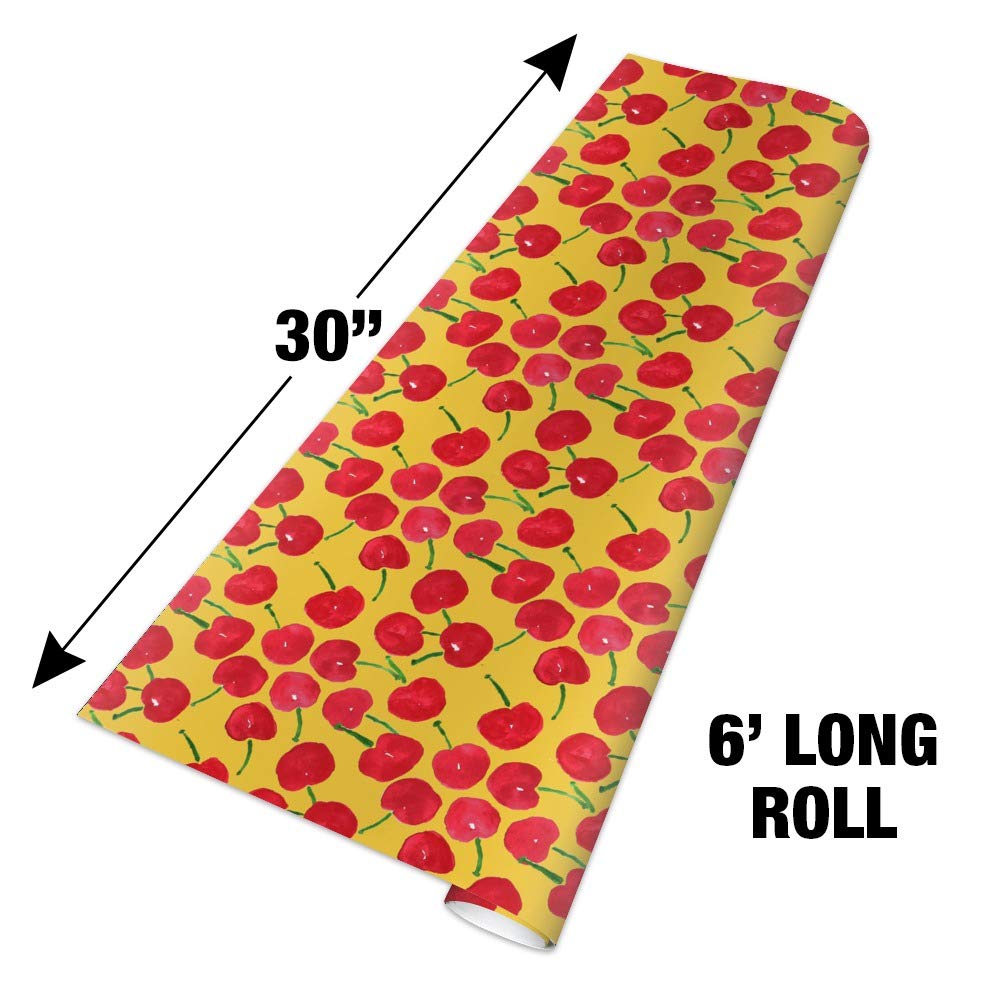 Cheery Cherries Gift Wrap Paper Rolls - Festive Holiday Wrapping Paper for Birthdays, Christmas & Party Presents - GRAPHICS & MORE