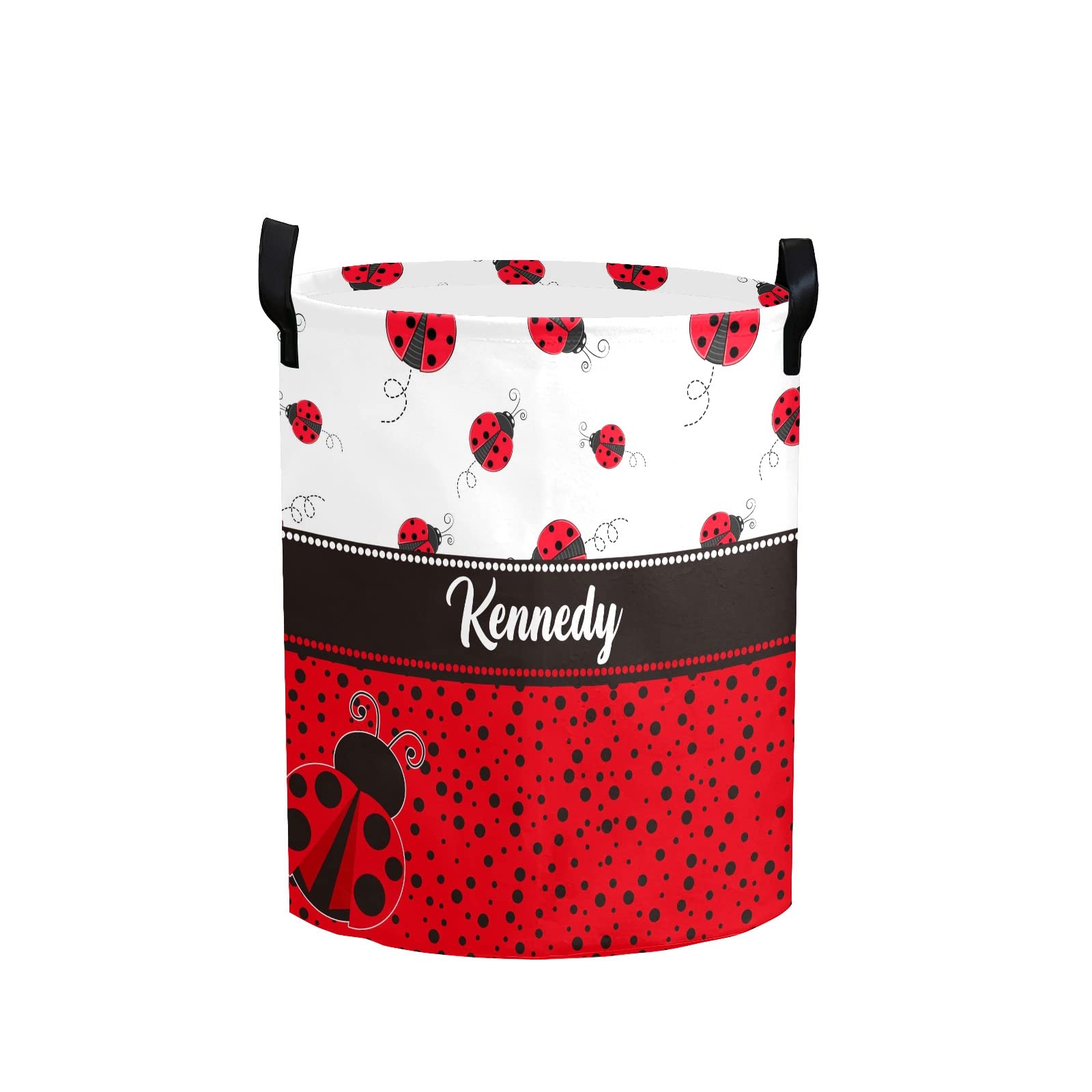 Personalized Laundry Hamper Basket - Cute Ladybug Design with Red Dots, Collapsible Storage Bin with Handles for Kids Room, Nursery Decor, Baby Clothes Organization | Perfect for Toddler Bedroom, Playroom & Home Storage Solutions